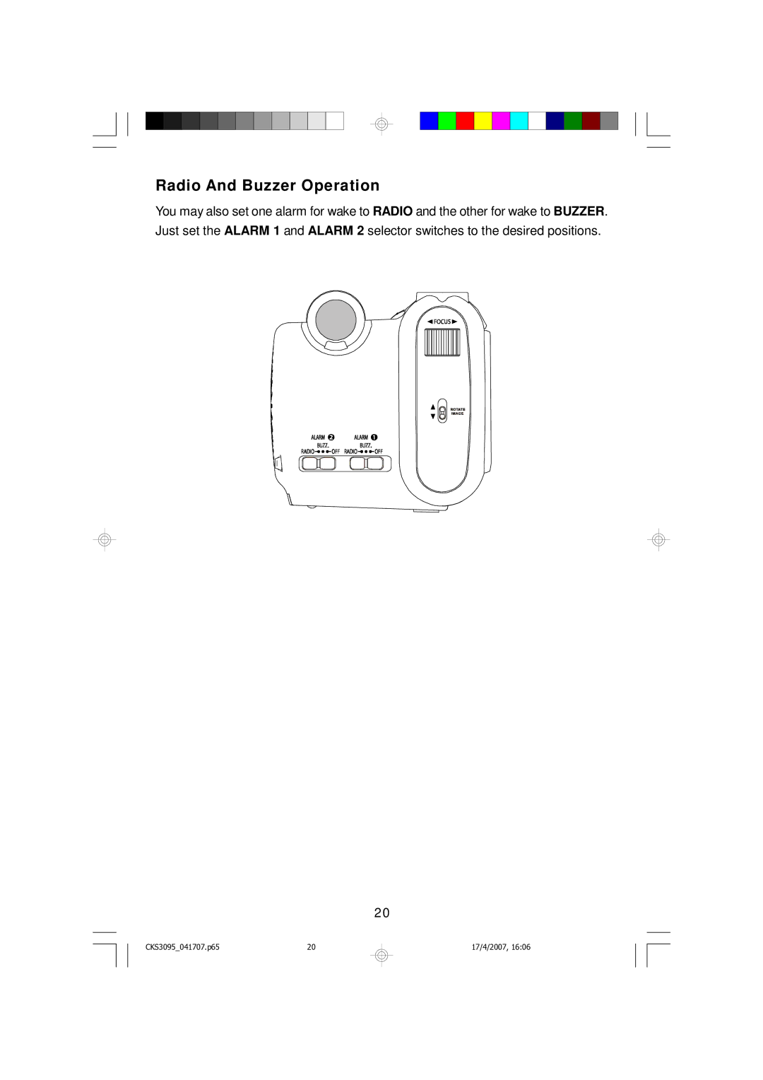 Emerson CKS3095B, CKS3095S owner manual Radio And Buzzer Operation 