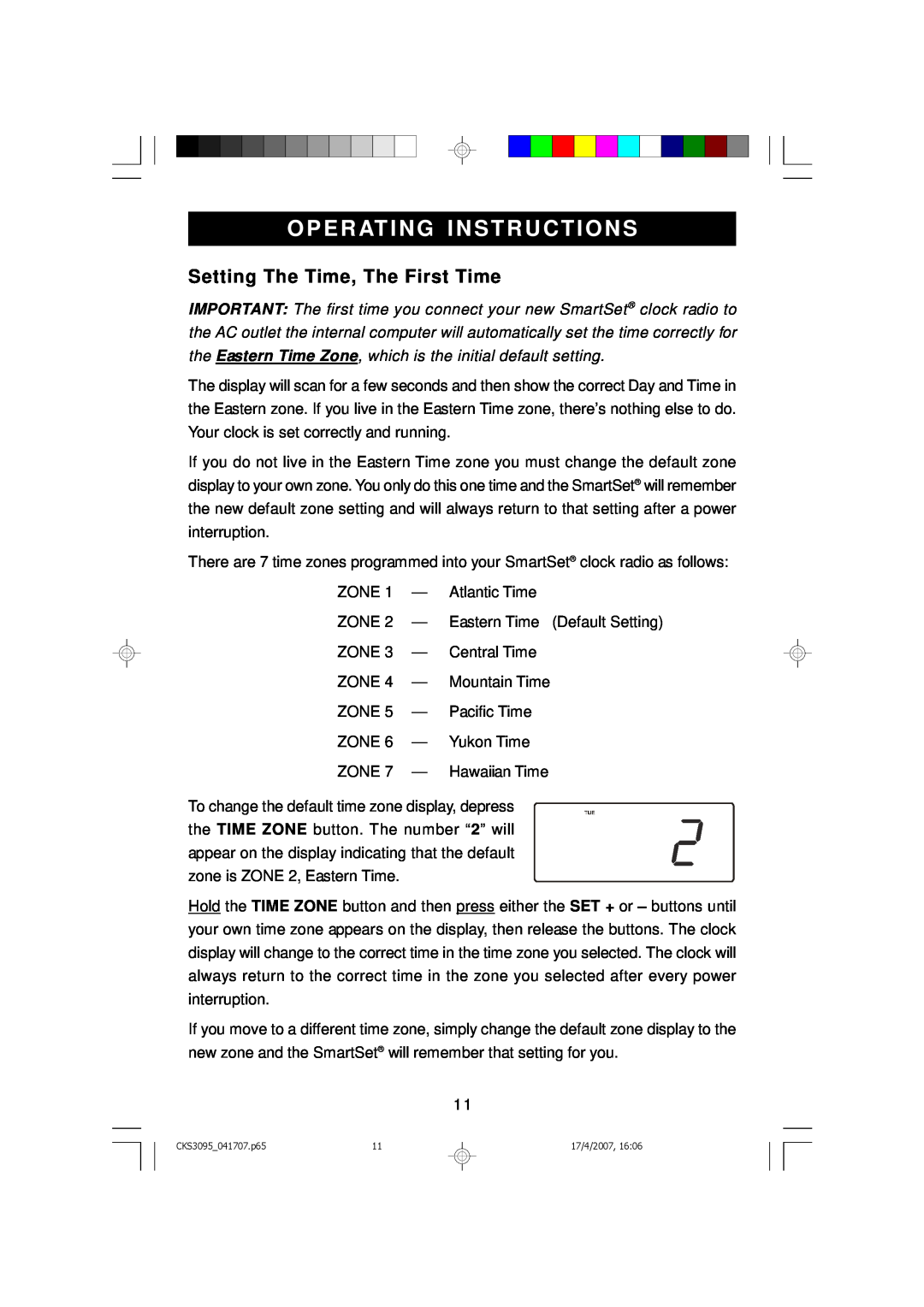 Emerson CKS3095S, CKS3095B owner manual Operating Instructions, Setting The Time, The First Time 