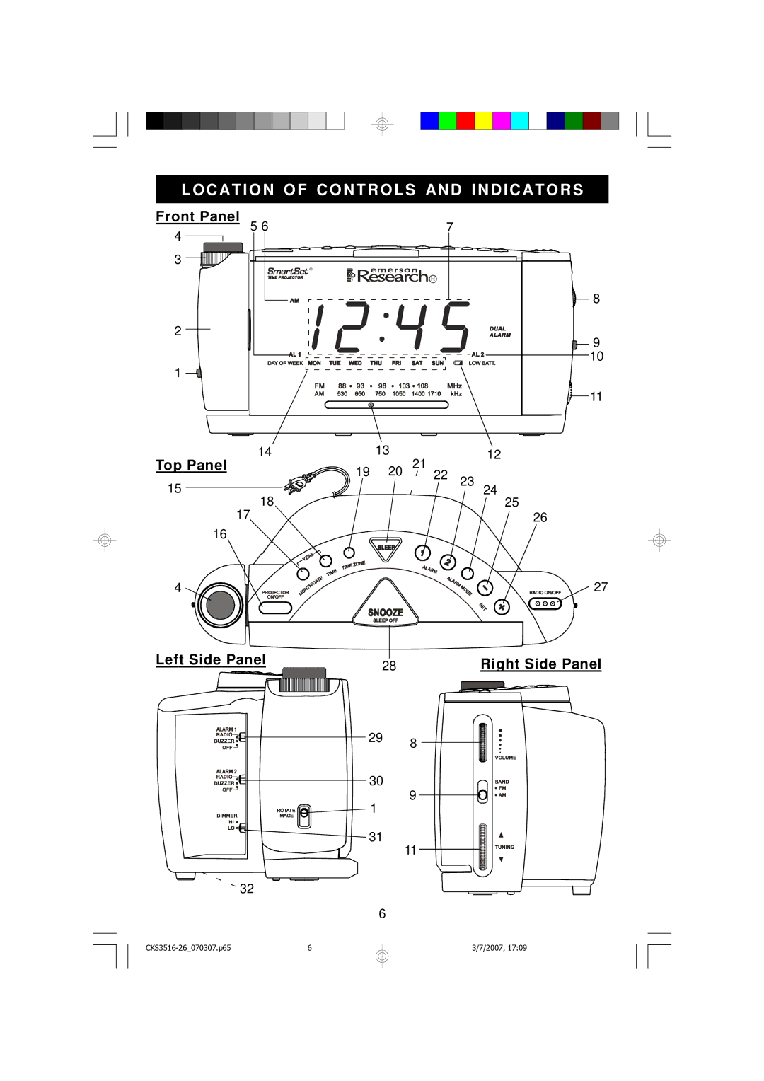 Emerson CKS3516 owner manual Locatio N of Contro LS and I Ndicators 