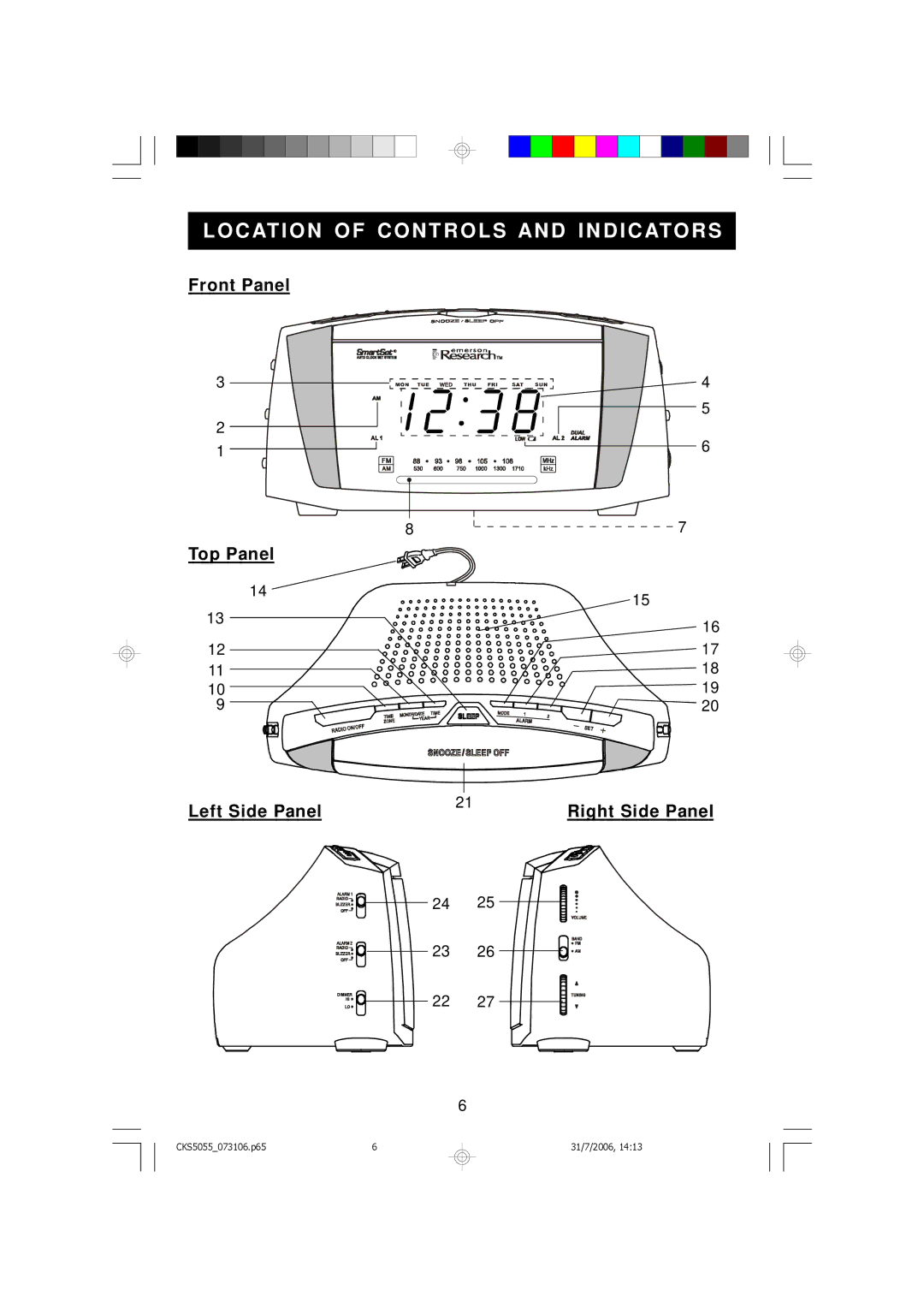 Emerson CKS5055B, CKS5055S owner manual LO CAT ION O F C ONT ROL S and in DIC ATO RS 