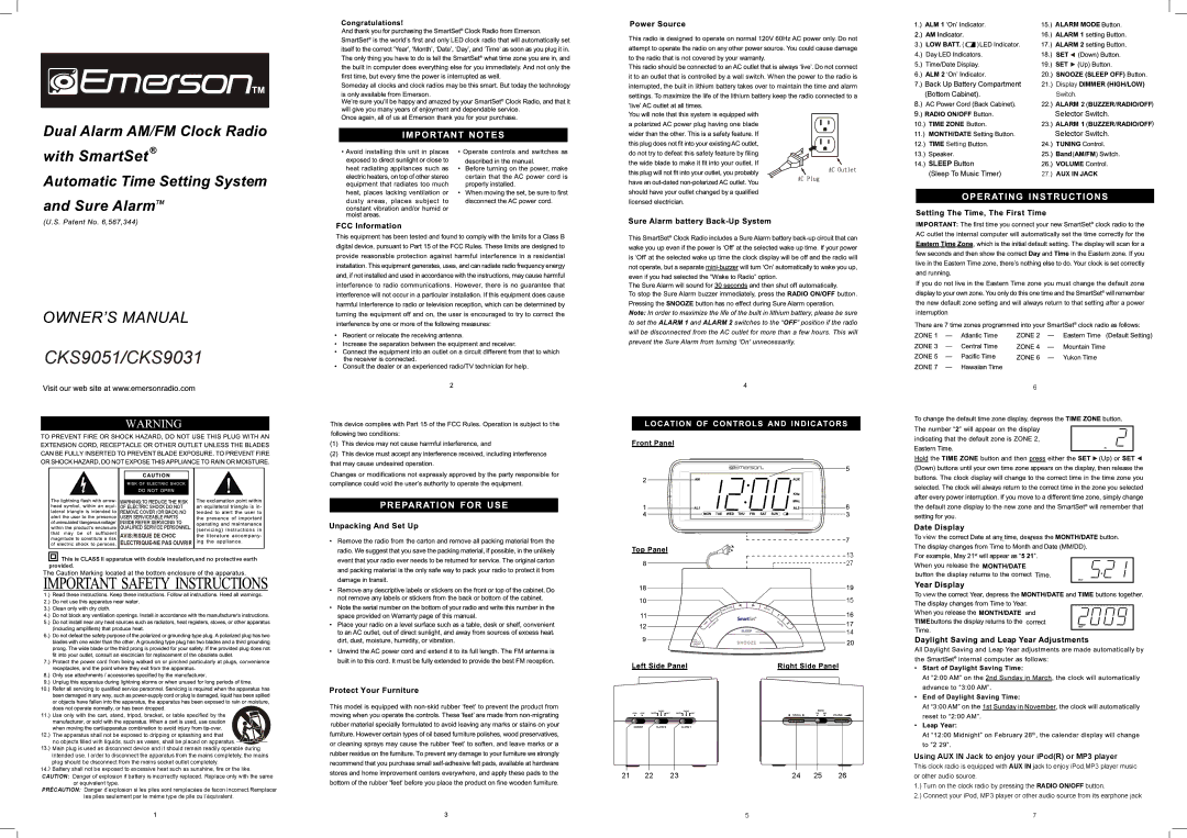 Emerson user service CKS9051/CKS9031, Using AUX in Jack to enjoy your iPodR or MP3 player 