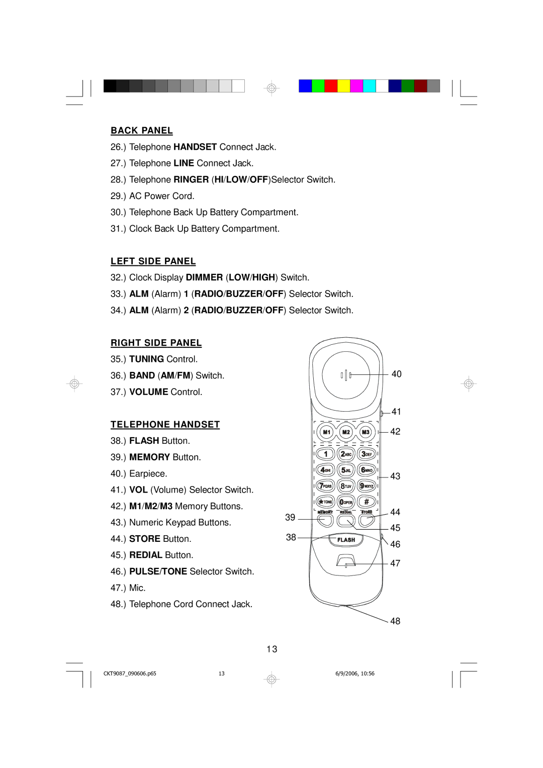 Emerson CKT9087 owner manual Telephone Handset 