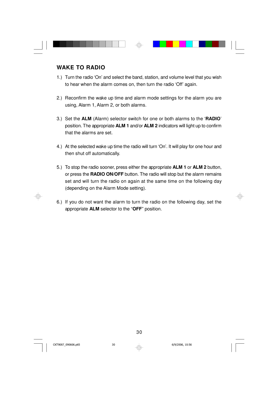 Emerson CKT9087 owner manual Wake to Radio 