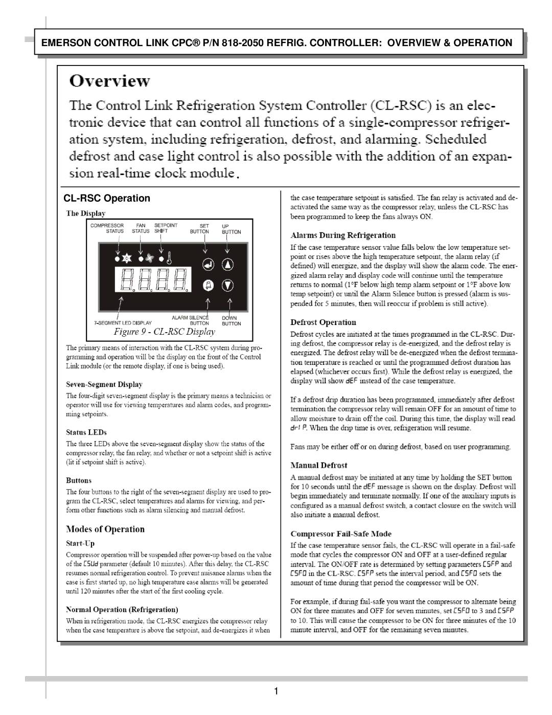 Emerson manual CL-RSC Operation 