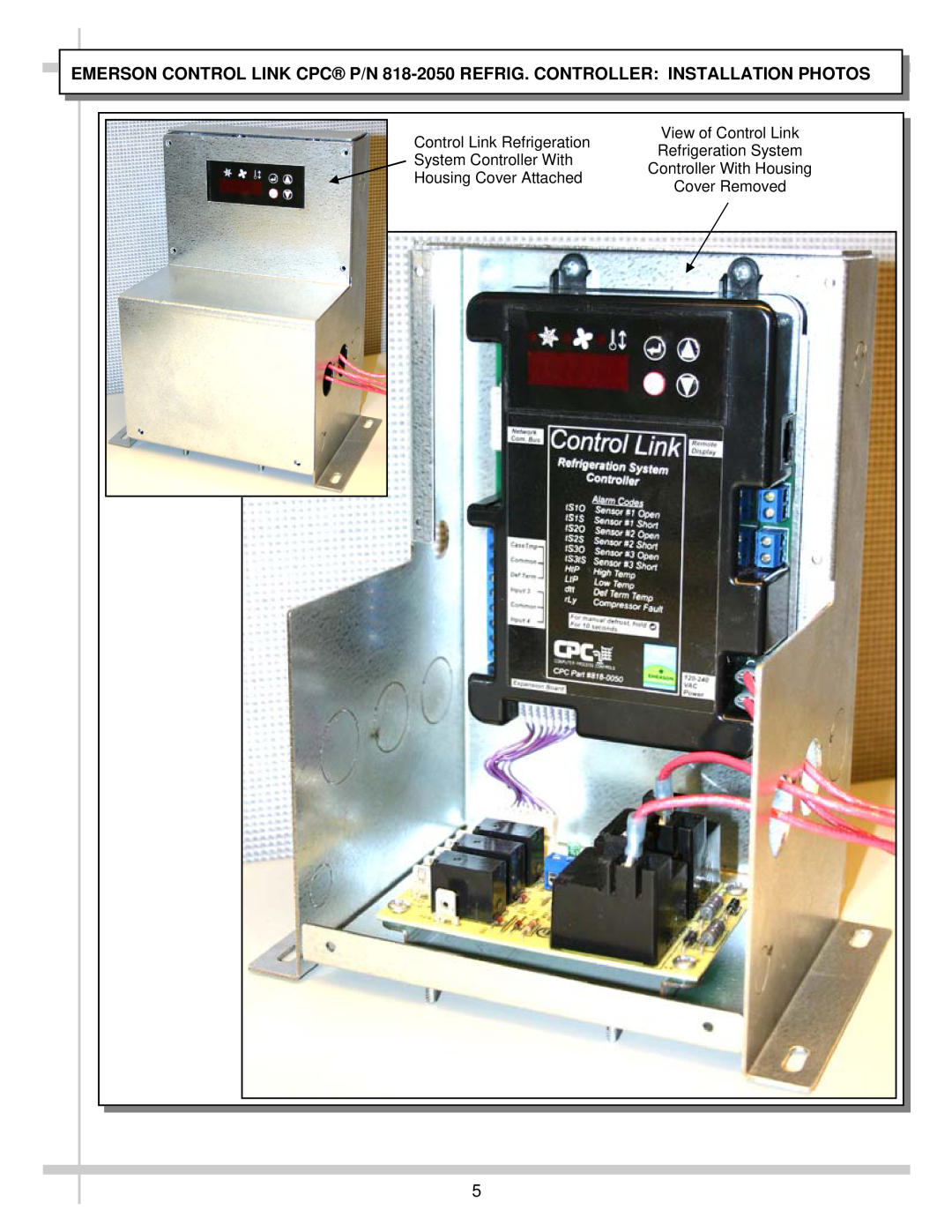 Emerson CL-RSC manual Control Link Refrigeration, View of Control Link, Refrigeration System, System Controller With 