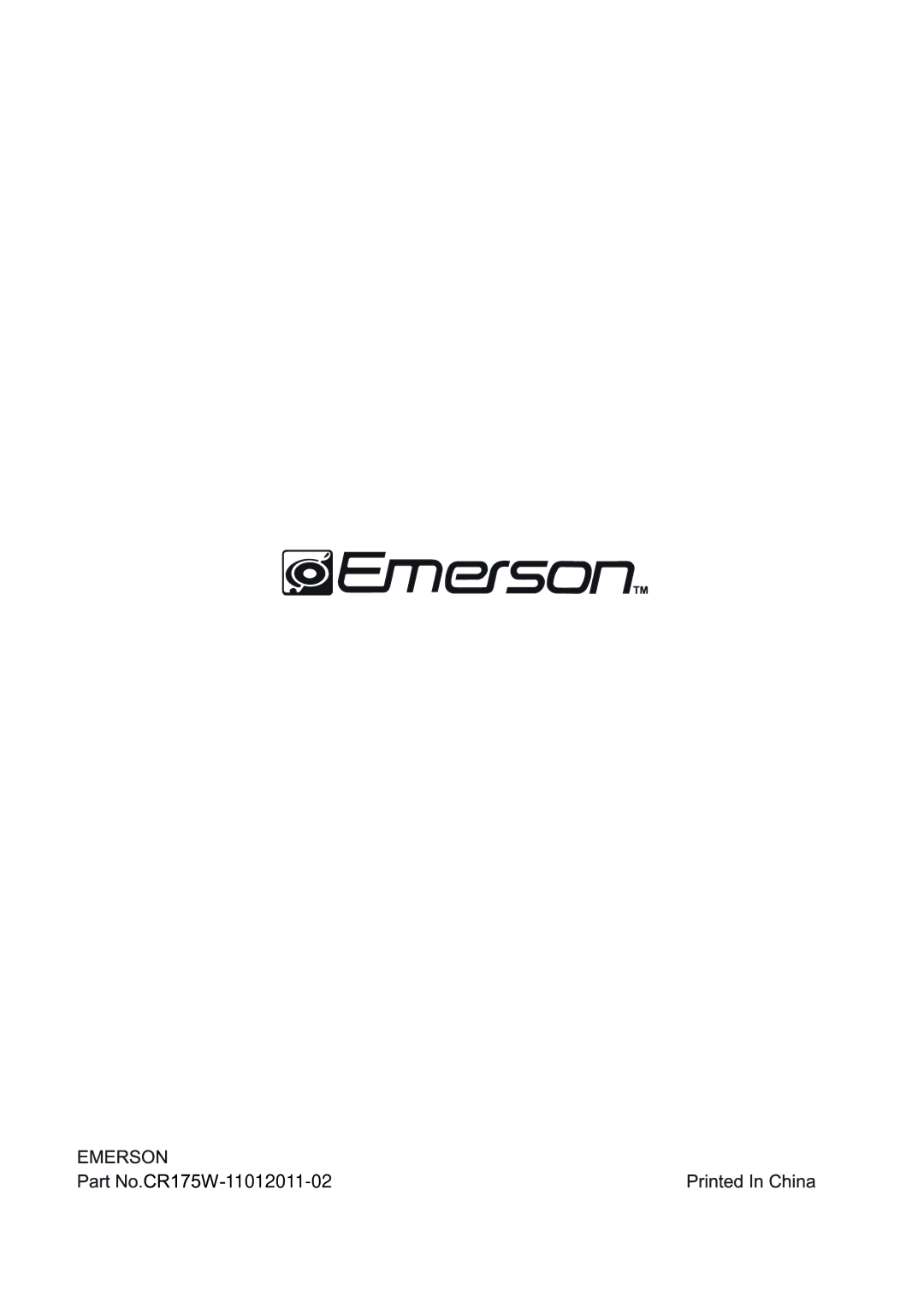 Emerson CR175W owner manual 11012011-02 