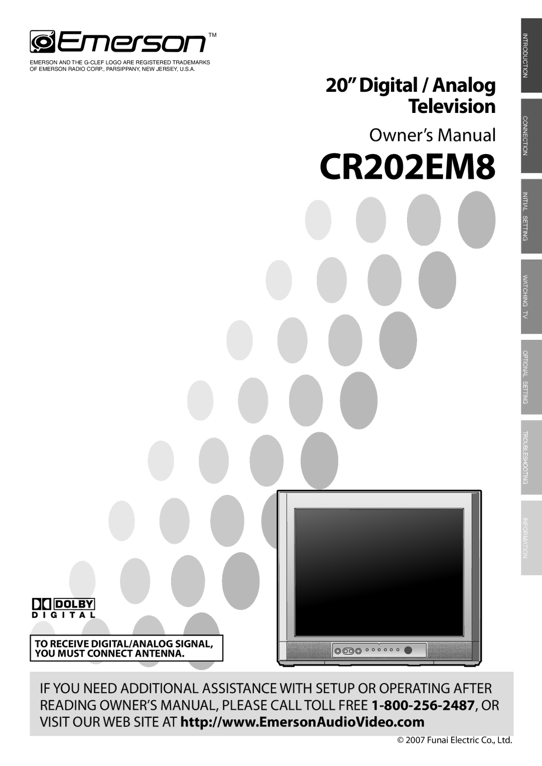 Emerson CR202EM8 owner manual To Receive DIGITAL/ANALOG SIGNAL, YOU Must Connect Antenna 