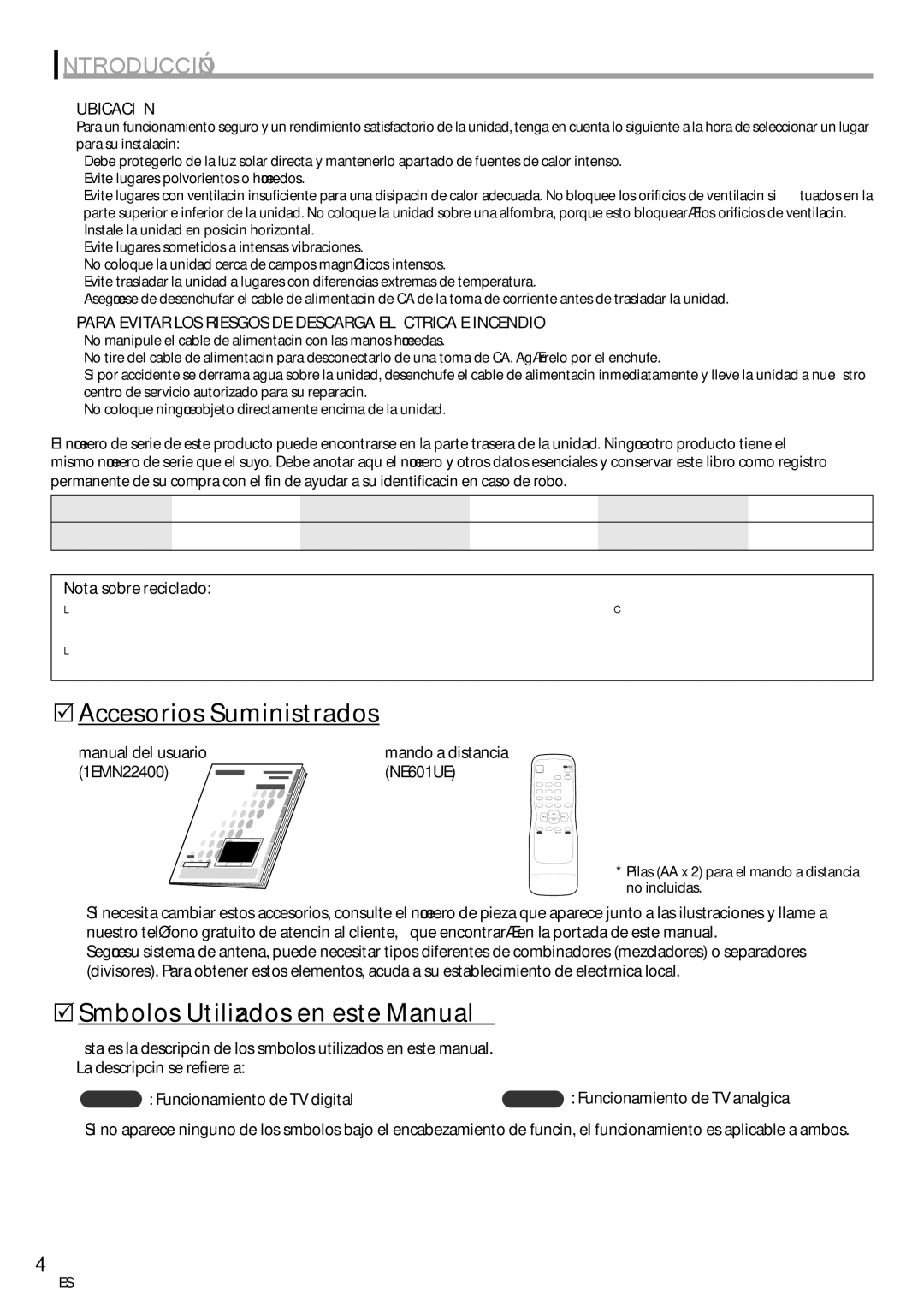 Emerson CR202EM8 owner manual 5Accesorios Suministrados, 5Símbolos Utilizados en este Manual, Ubicación, Manual del usuario 