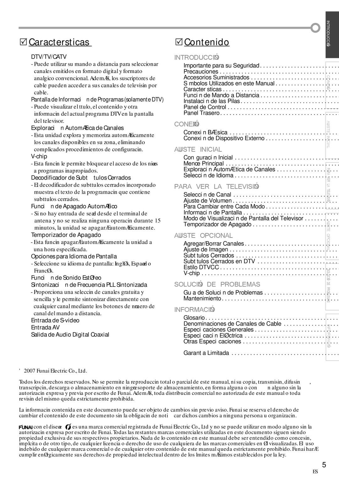 Emerson CR202EM8 owner manual Características, Contenido 