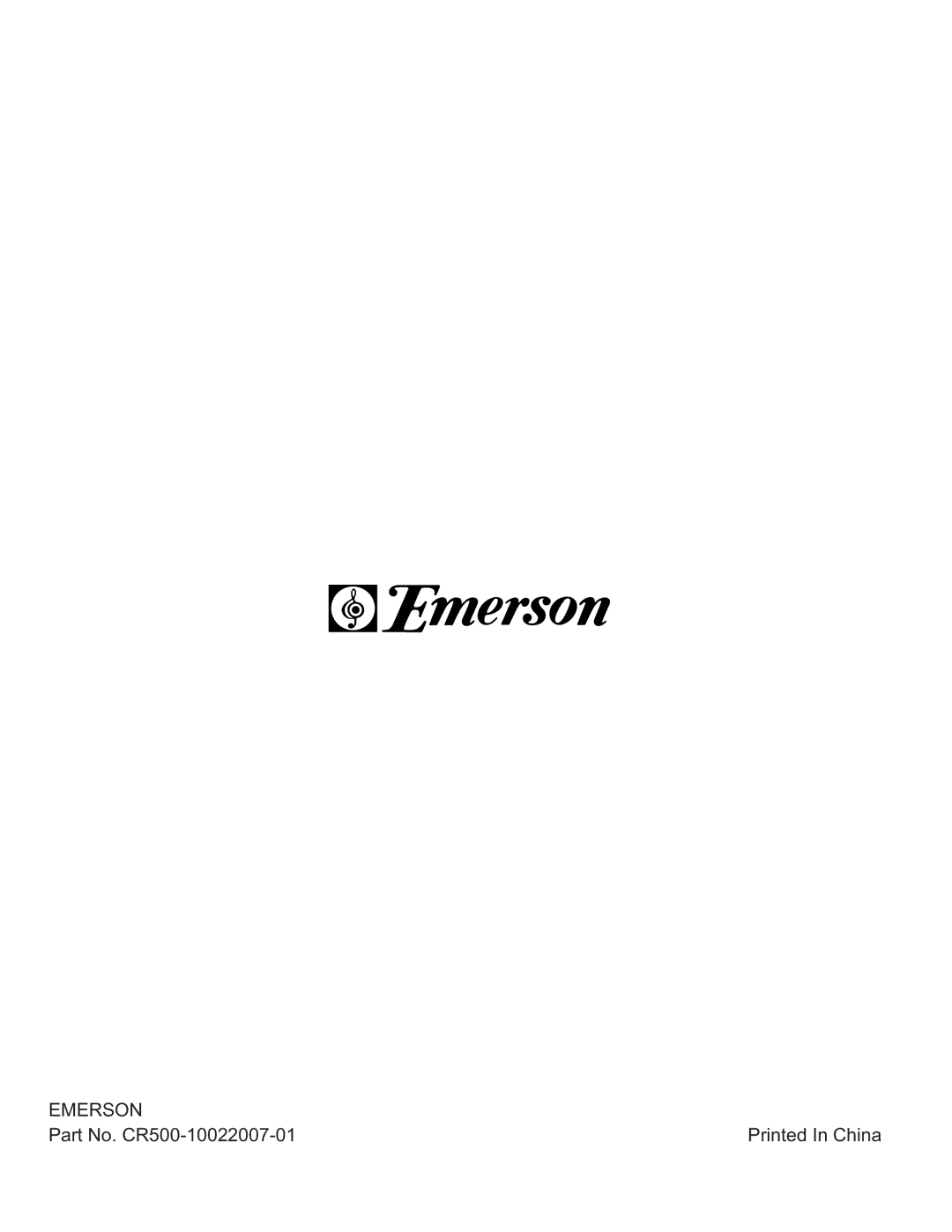 Emerson CR500 owner manual Emerson 