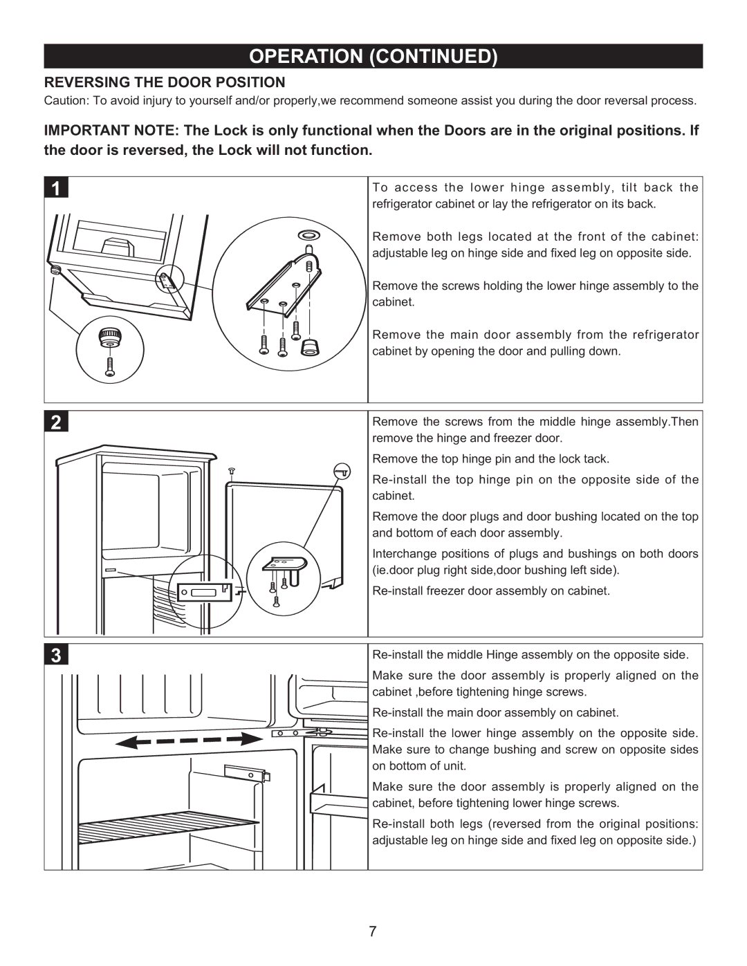 Emerson CR500 owner manual Reversing the Door Position 