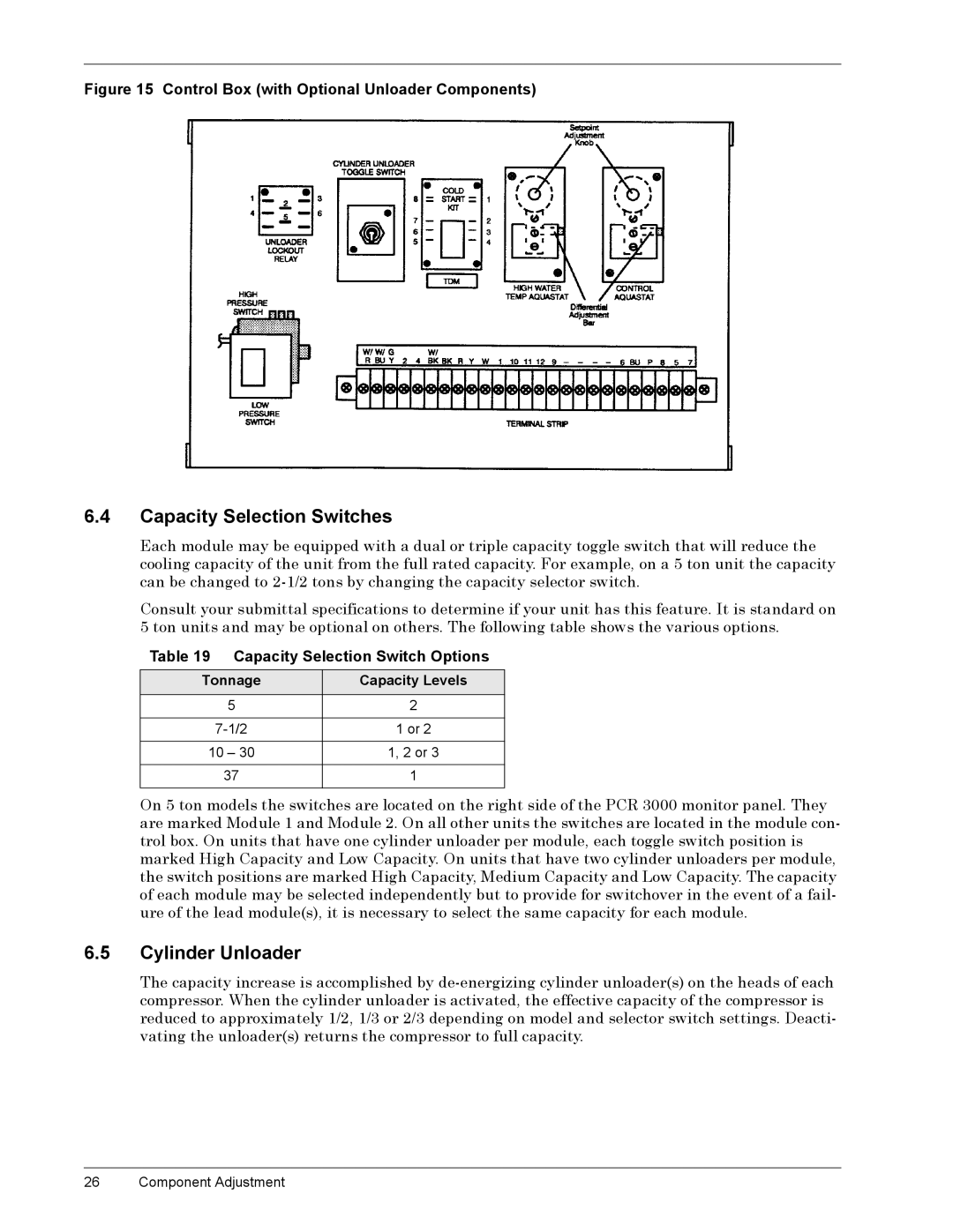 Emerson CSU 3000 Çïé &DSDFLW\ý6HOHFWLRQý6ZLWFKHV, Çïè &\OLQGHUý8QORDGHU, 7DEOHýìä &DSDFLW\ý6HOHFWLRQý6ZLWFKý2SWLRQV 