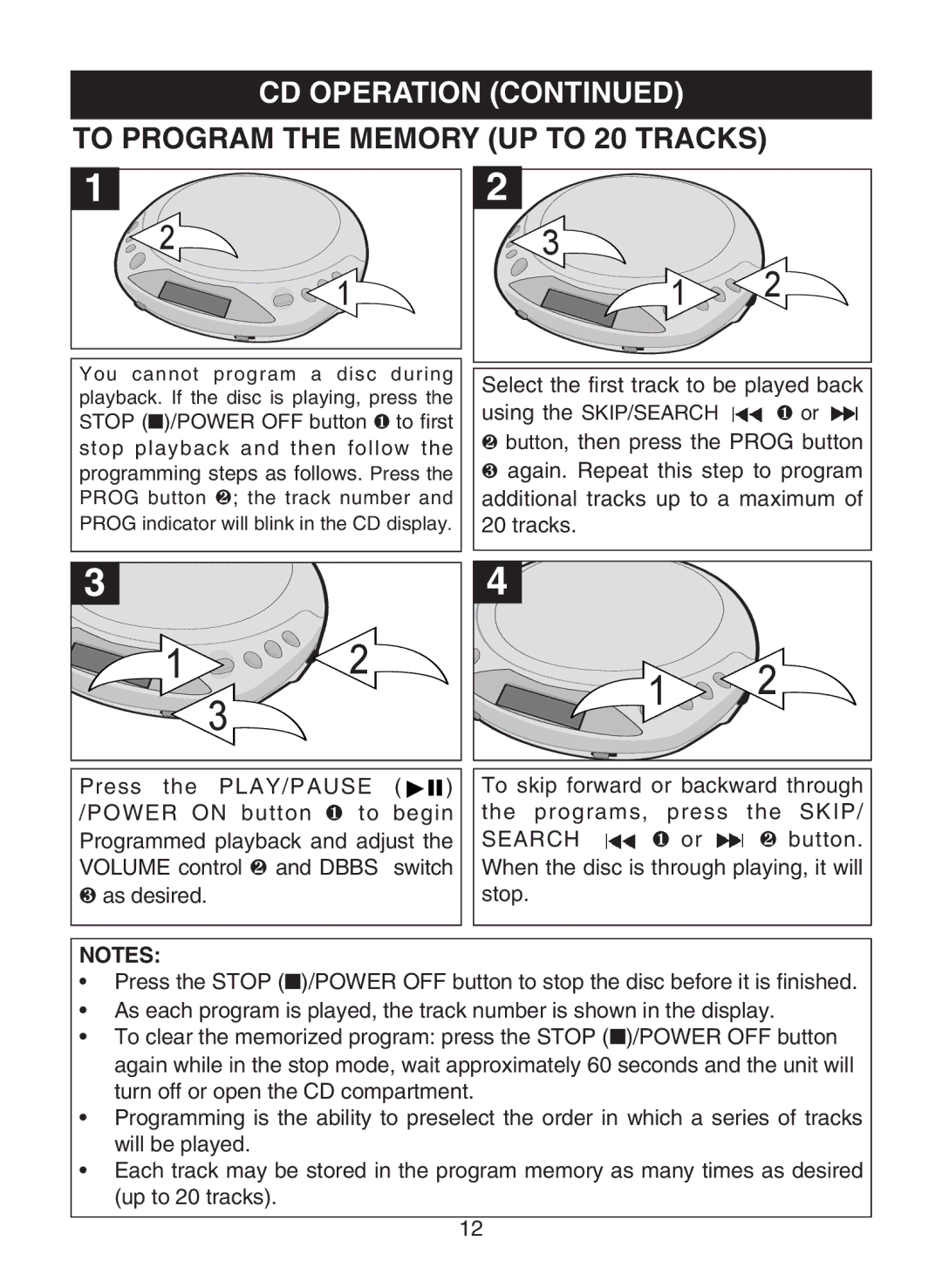 Emerson DTE110 owner manual To Program the Memory UP to 20 Tracks 