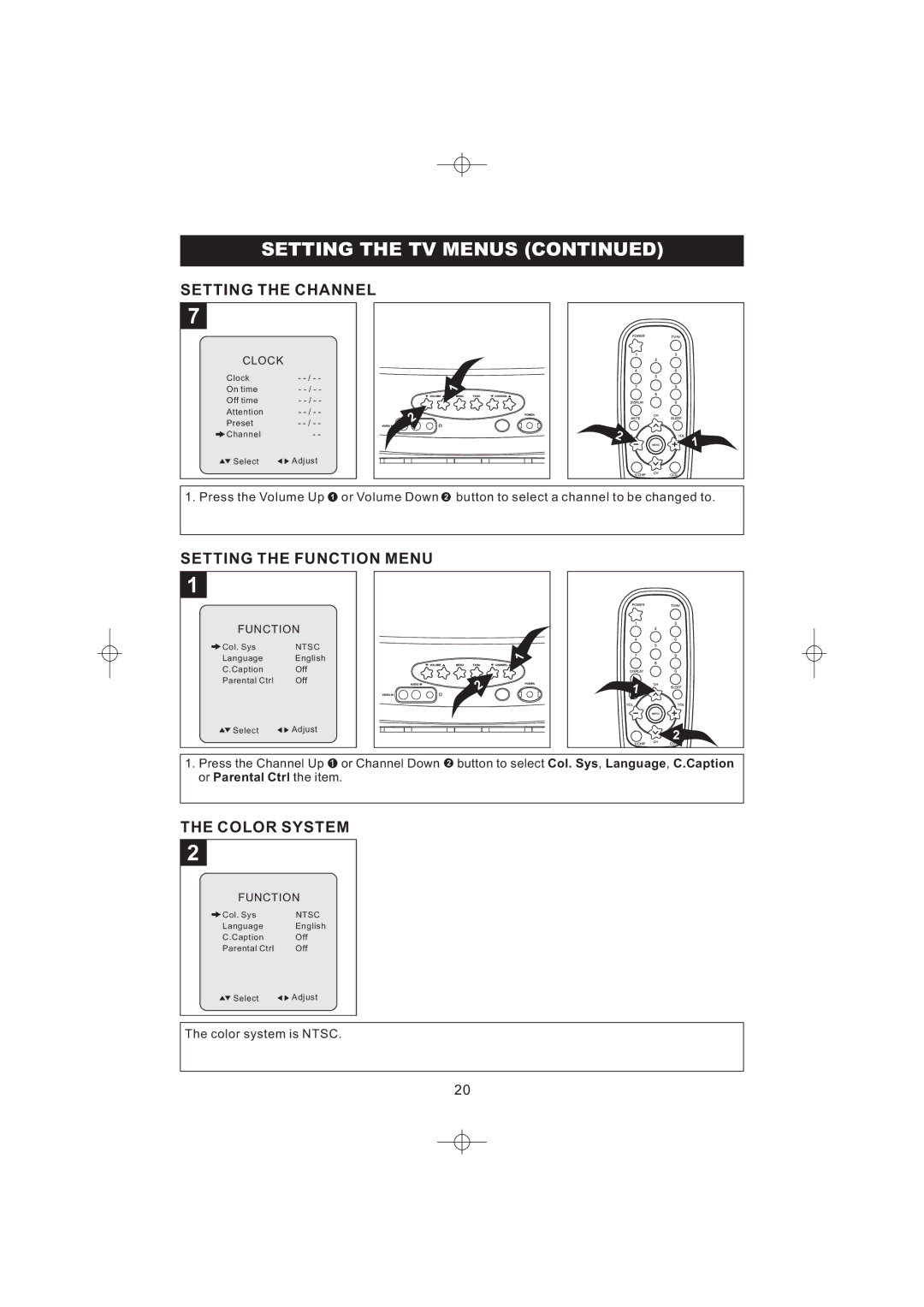 Emerson DTE316 manual Setting the Function Menu, Color System 