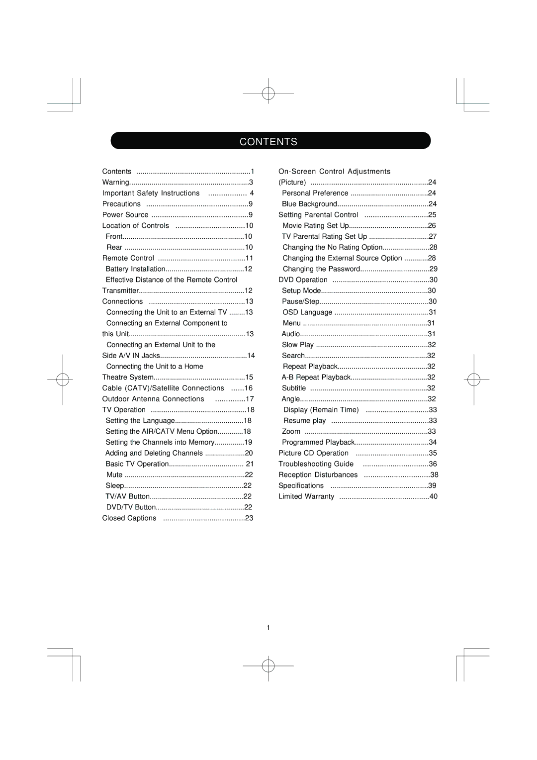 Emerson DTE351 manual Contents 