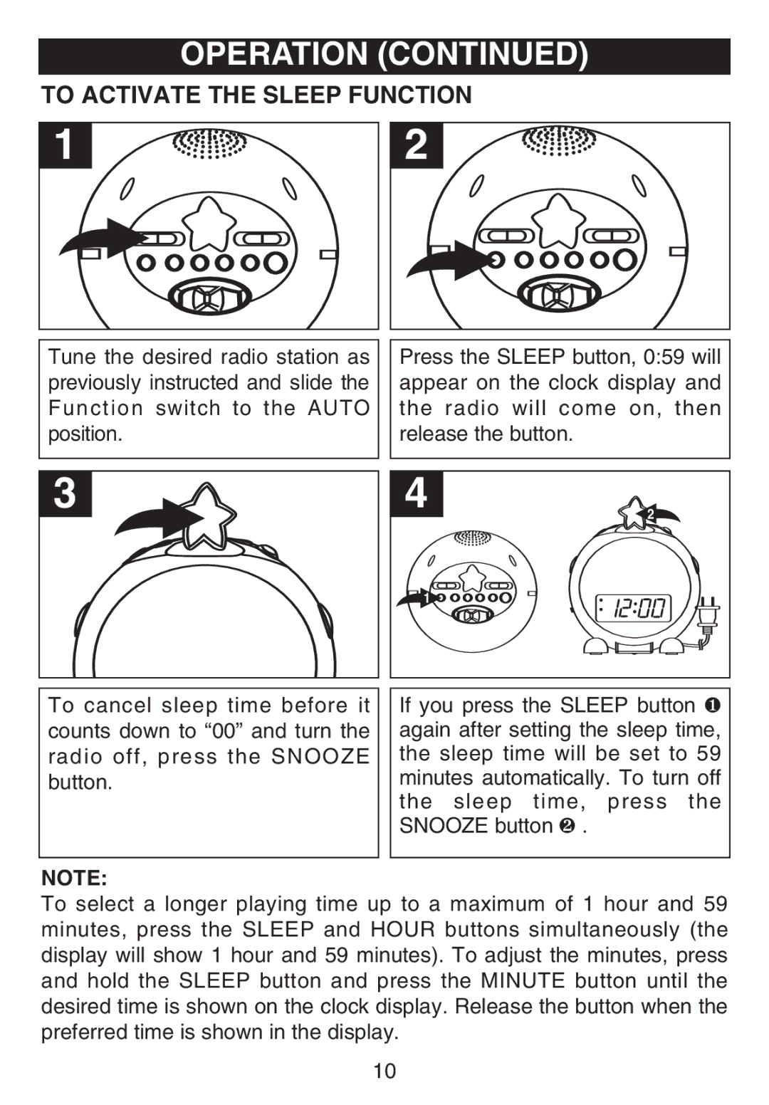 Emerson DTE810 owner manual To Activate the Sleep Function 