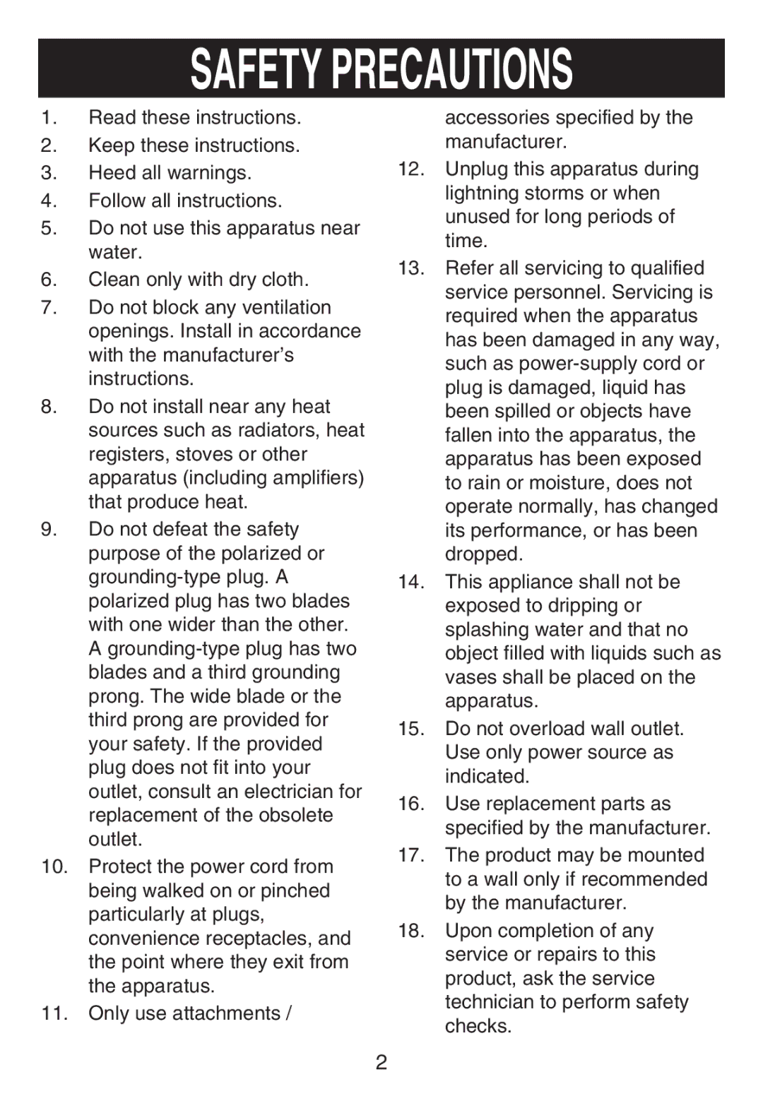 Emerson DTE810 owner manual Safety Precautions 