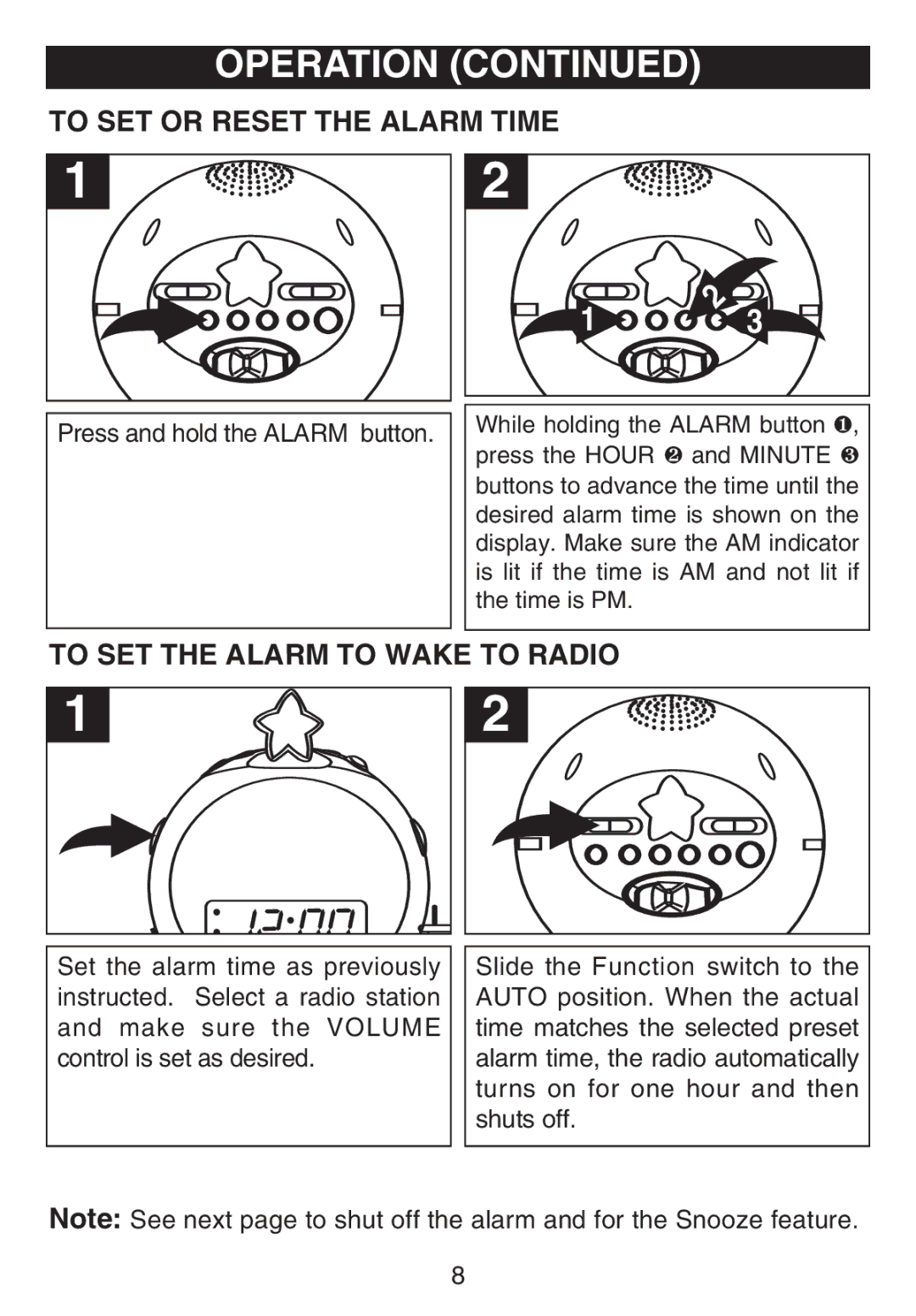 Emerson DTE810 owner manual To SET or Reset the Alarm Time, To SET the Alarm to Wake to Radio 