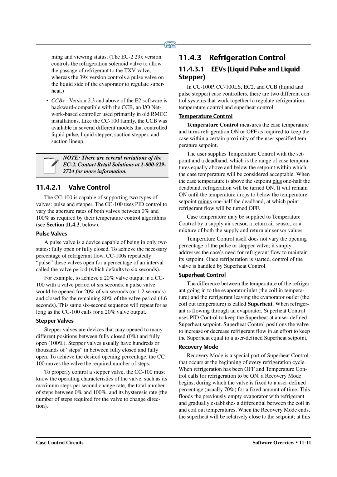 Emerson E2 operation manual Valve Control, EEVs Liquid Pulse and Liquid Stepper 