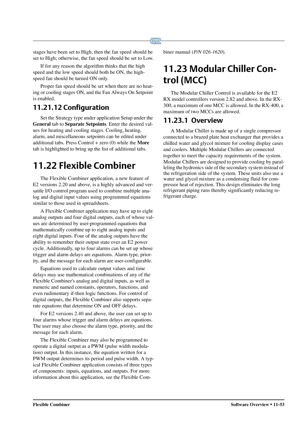 Emerson E2 operation manual Flexible Combiner, Modular Chiller Con- trol MCC 