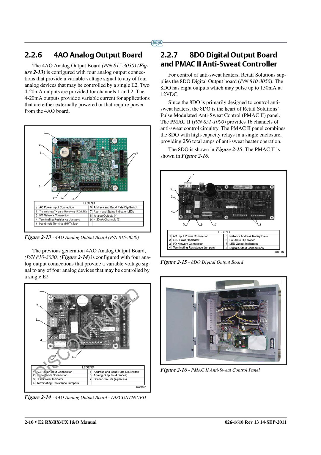 Emerson E2 operation manual 6 4AO Analog Output Board, 13- 4AO Analog Output Board P/N 