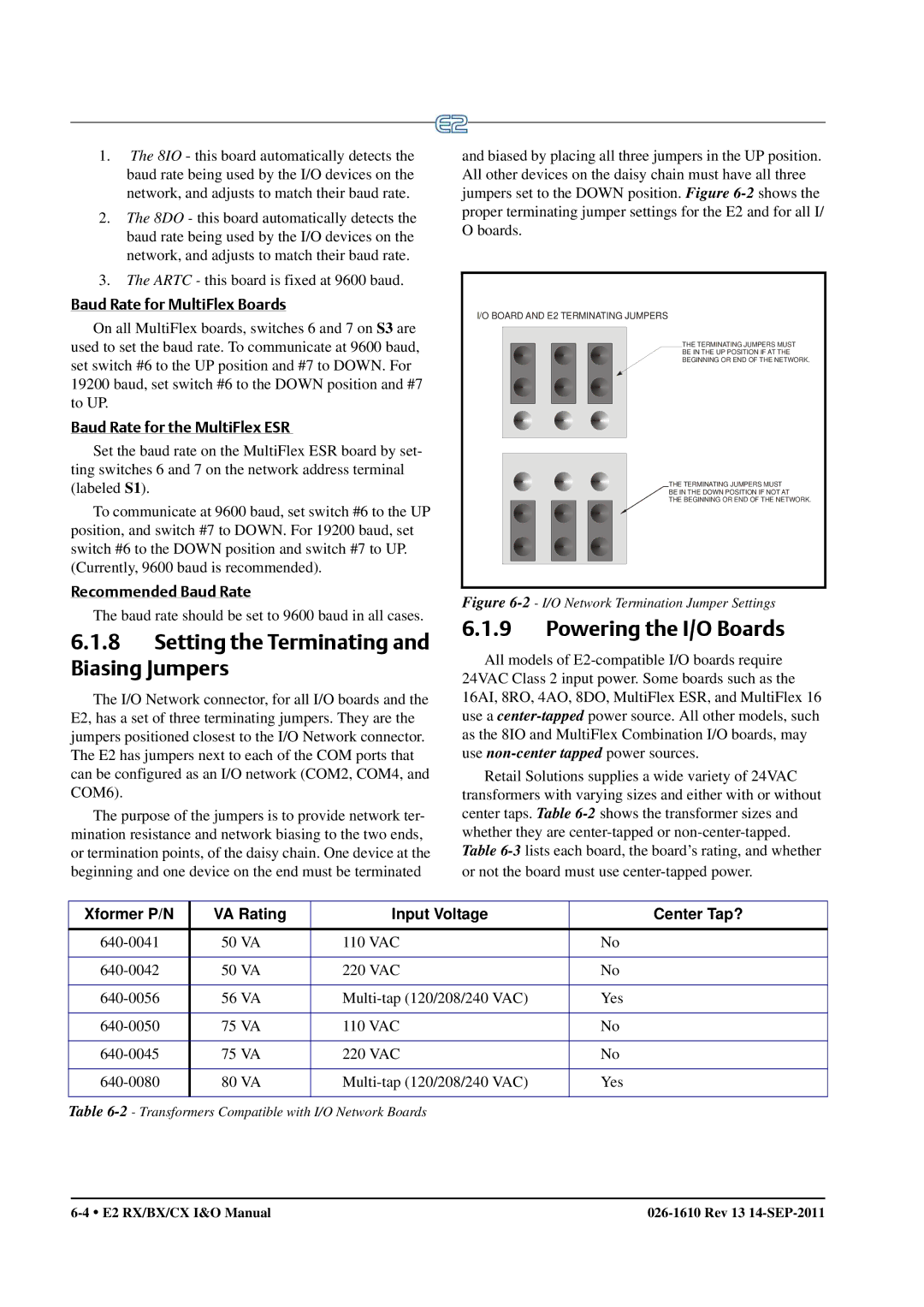 Emerson E2 operation manual Setting the Terminating and Biasing Jumpers, Powering the I/O Boards 