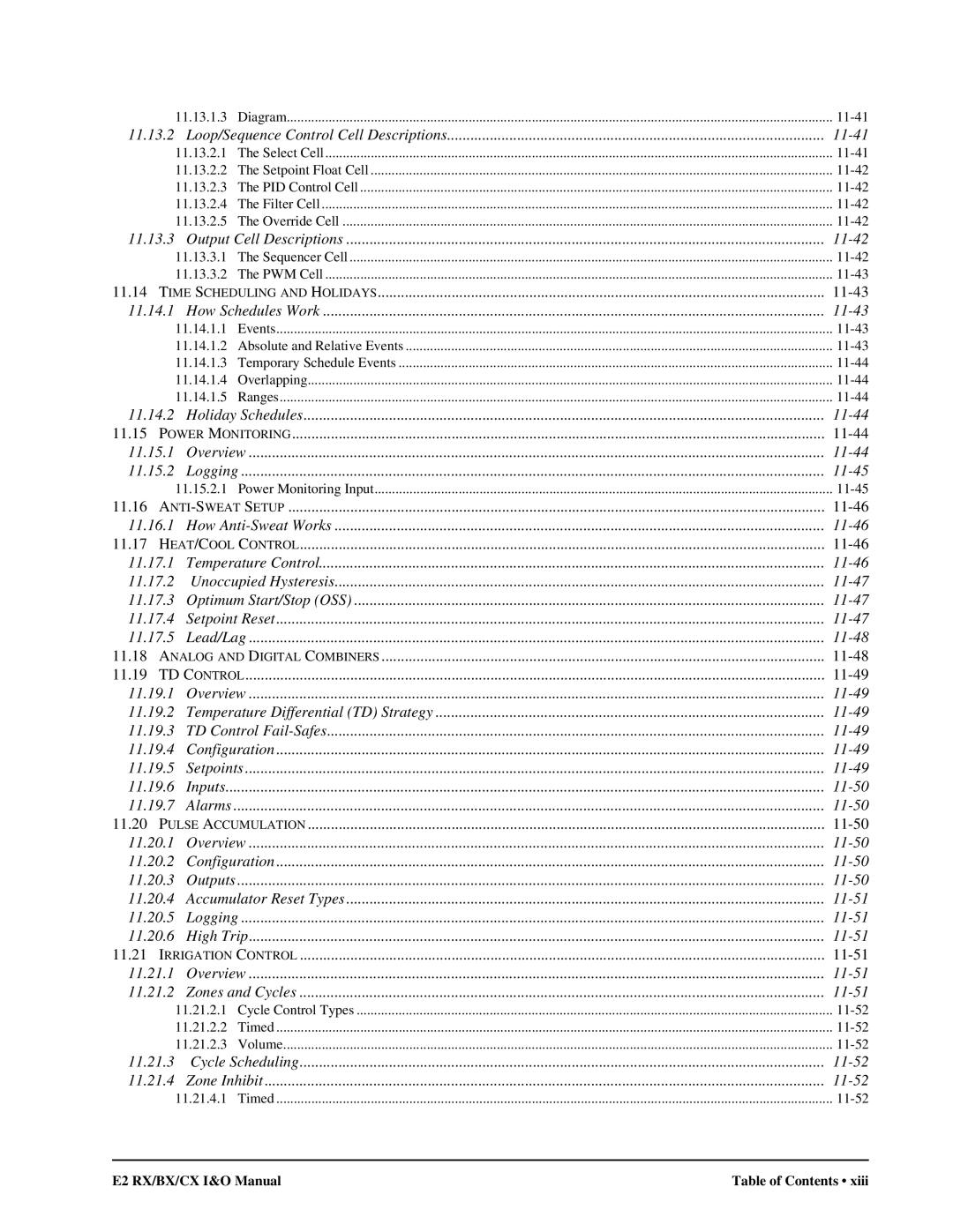 Emerson E2 Loop/Sequence Control Cell Descriptions, Output Cell Descriptions, How Schedules Work, Holiday Schedules 