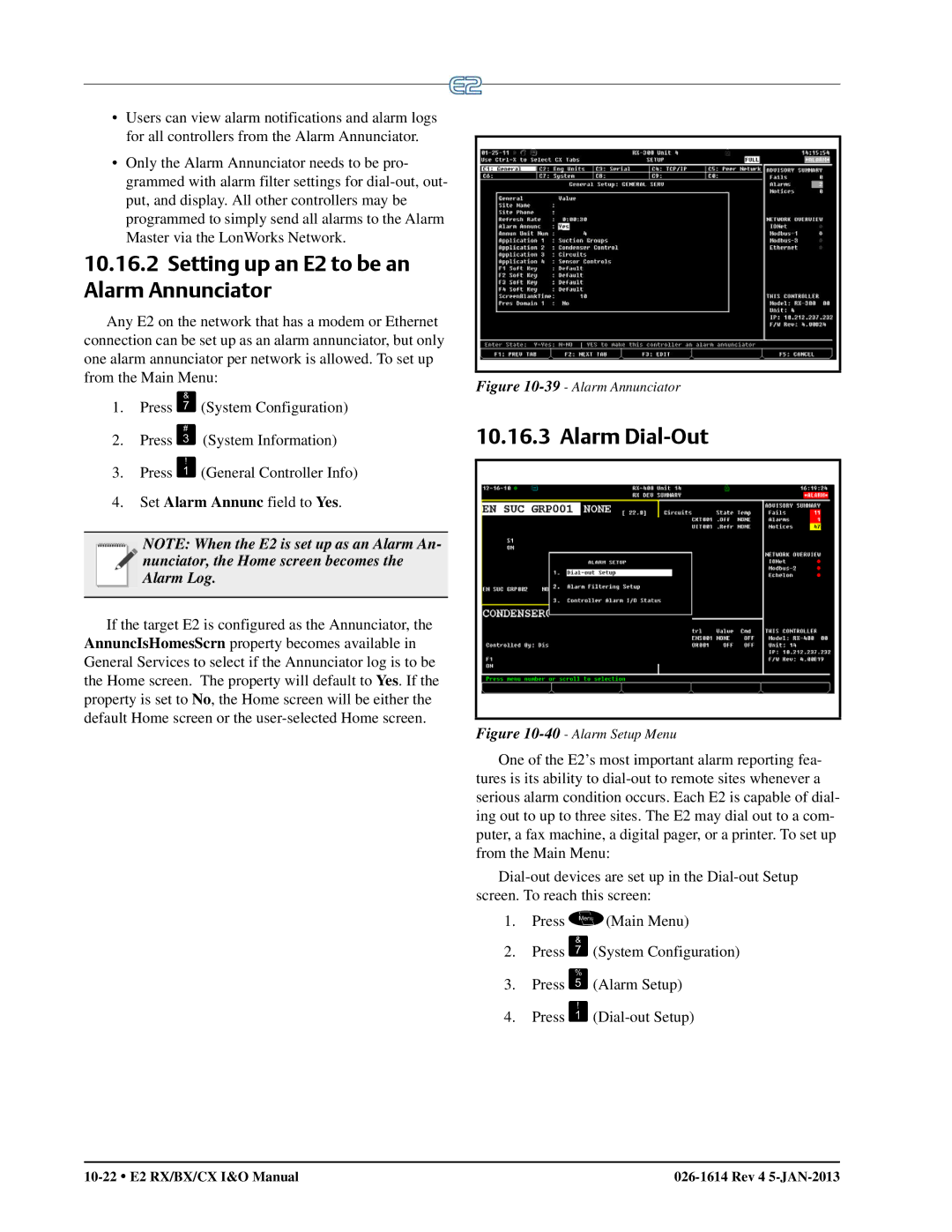 Emerson operation manual Setting up an E2 to be an Alarm Annunciator, Alarm Dial-Out, Set Alarm Annunc field to Yes 