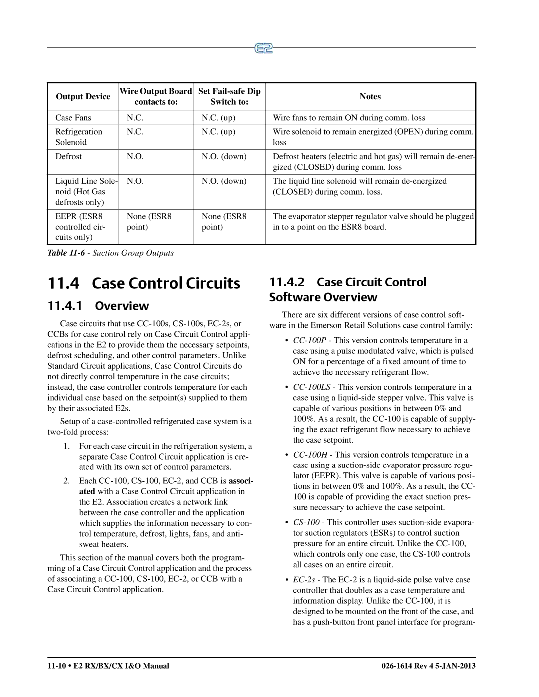 Emerson E2 operation manual Case Control Circuits, Overview 