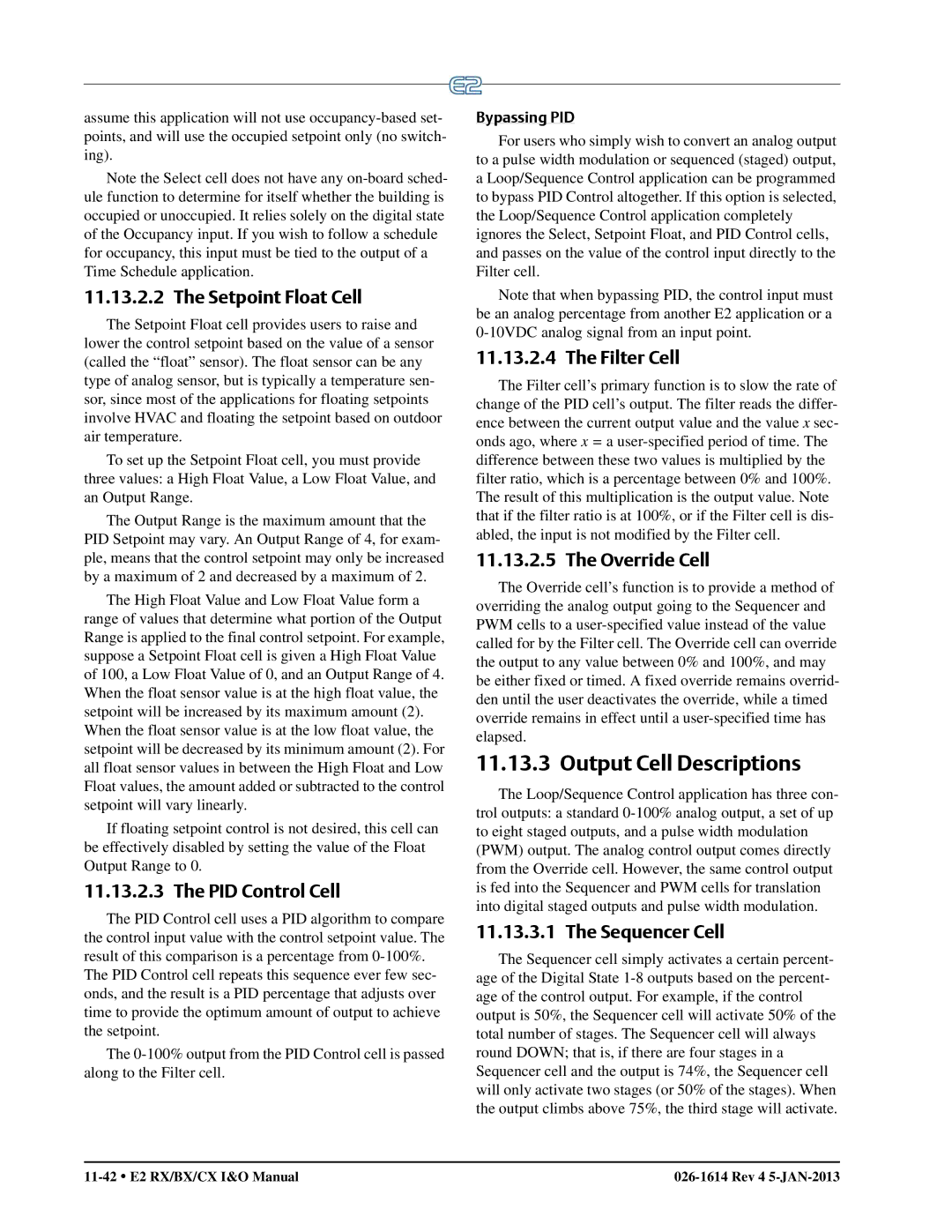 Emerson E2 operation manual Output Cell Descriptions 