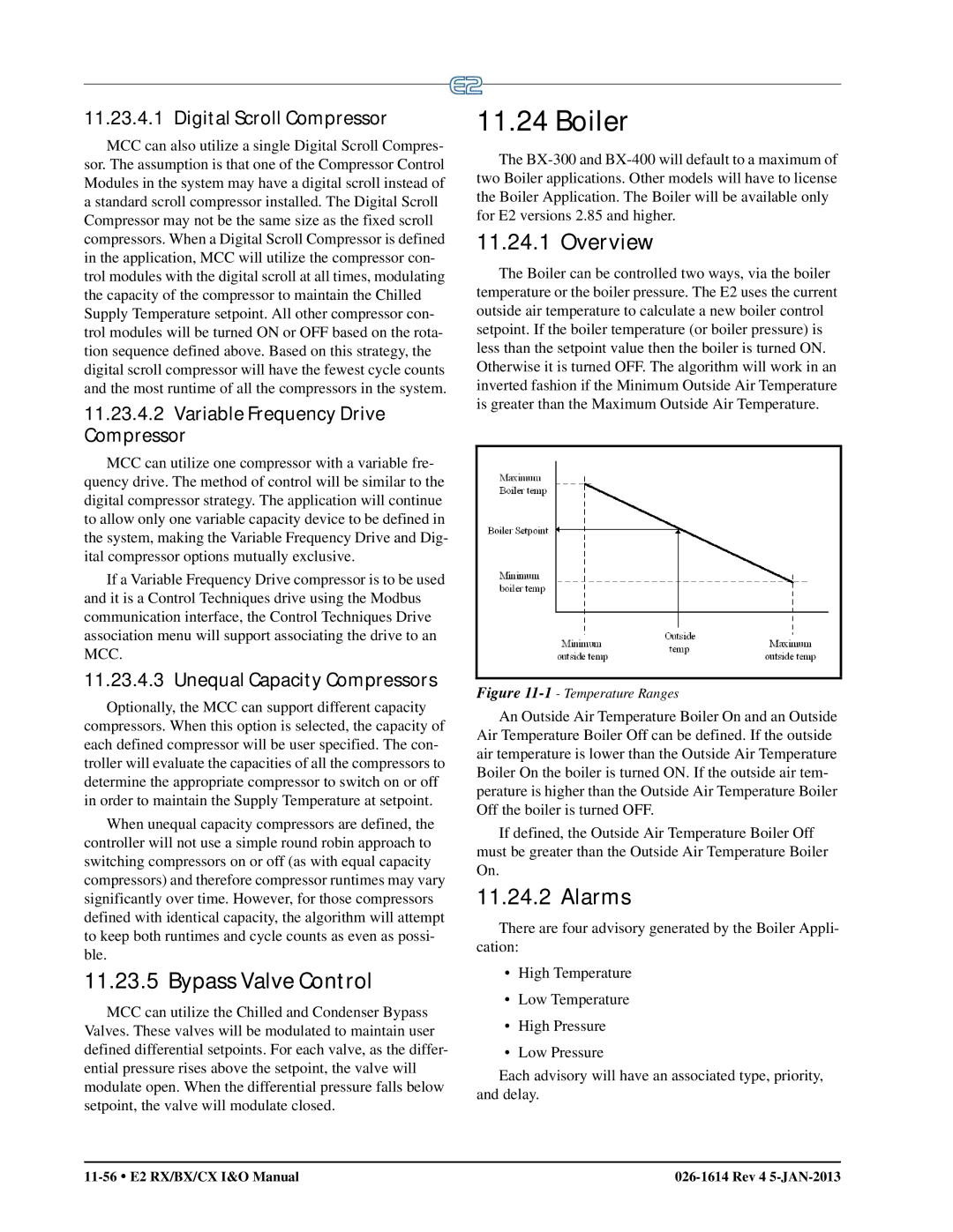 Emerson E2 operation manual Boiler, Bypass Valve Control, Digital Scroll Compressor, Variable Frequency Drive Compressor 