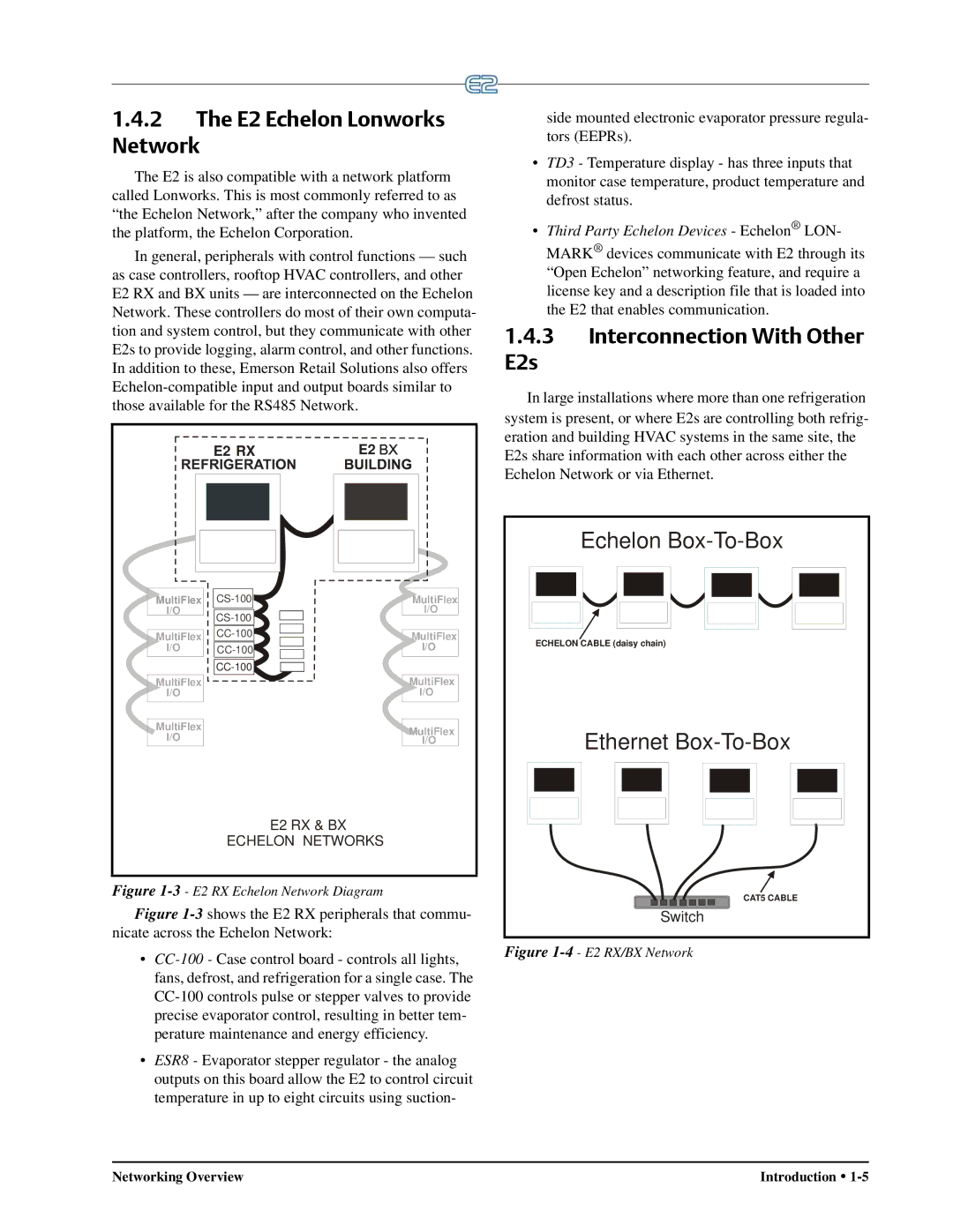 Emerson operation manual E2 Echelon Lonworks Network, Interconnection With Other E2s 