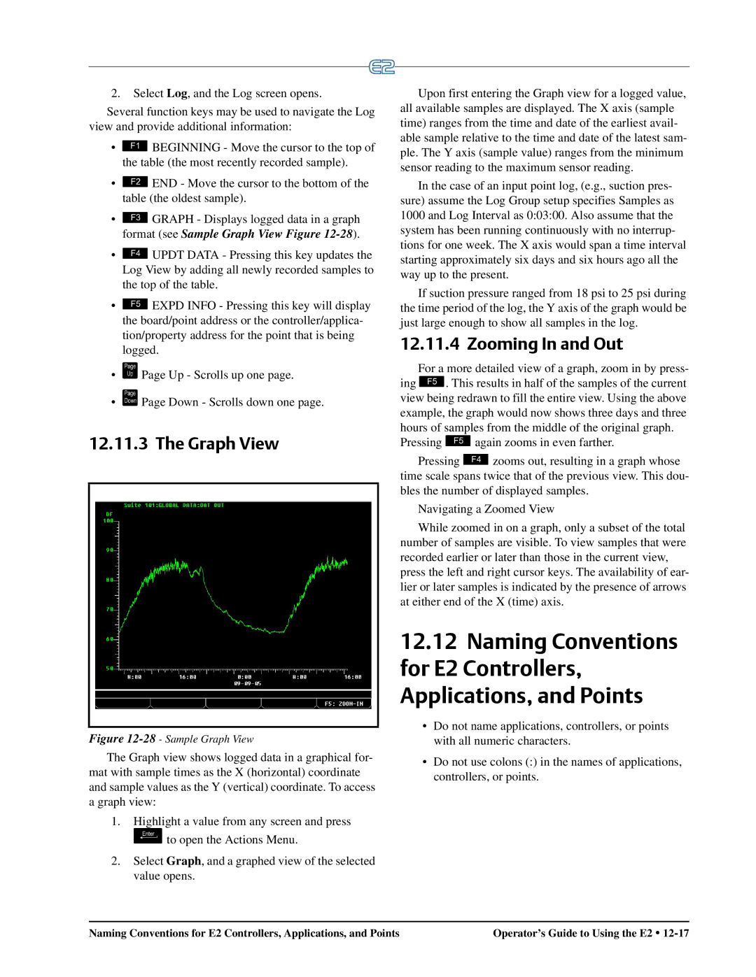 Emerson E2 operation manual Graph View, Zooming In and Out 