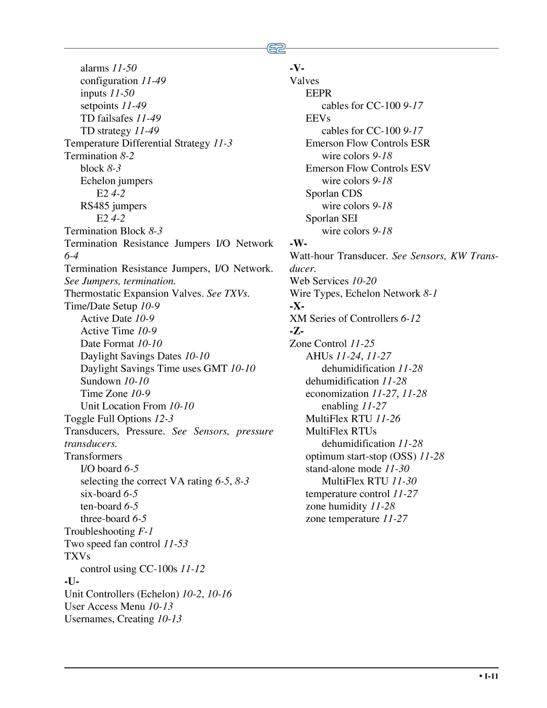 Emerson E2 operation manual Valves 