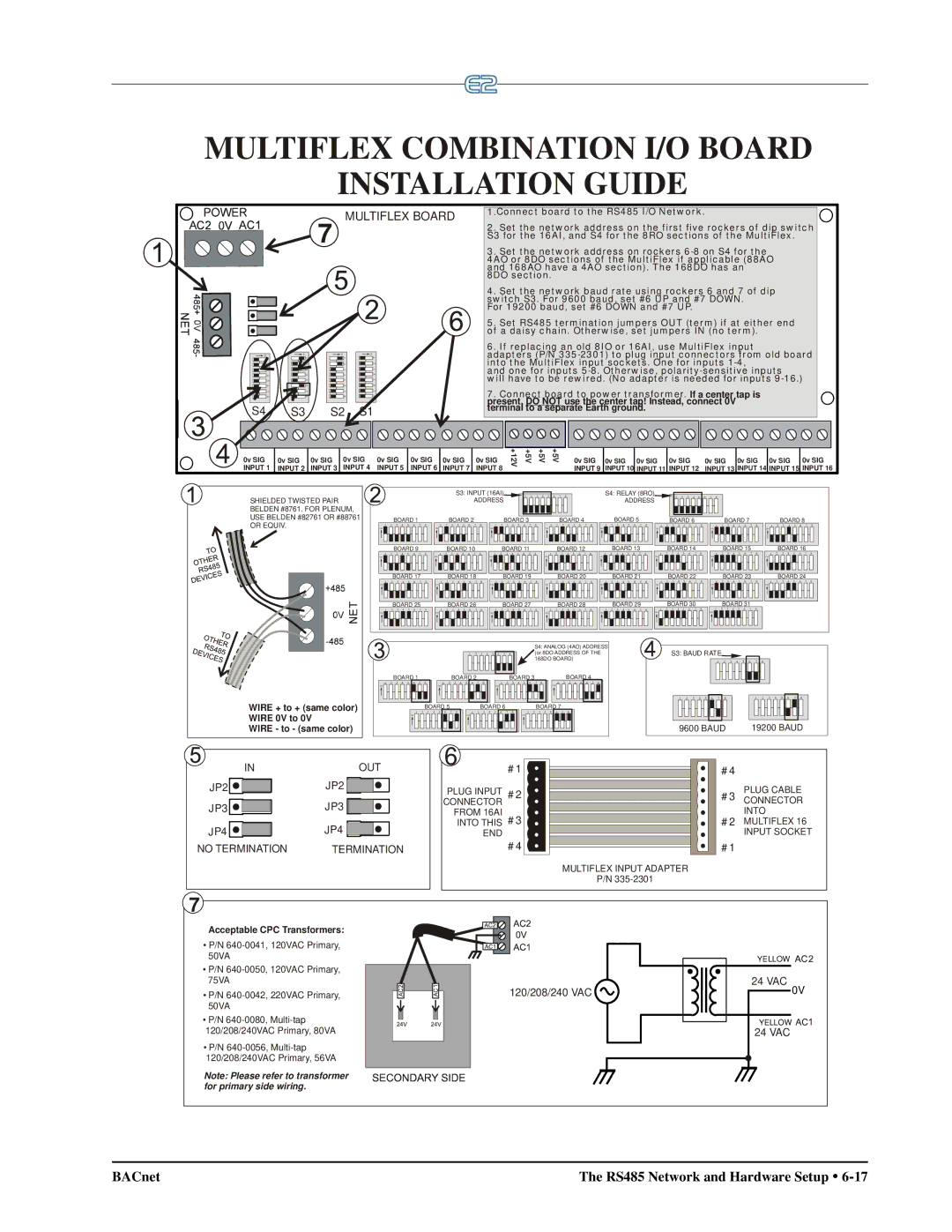 Emerson E2 operation manual Multiflex Combination I/O Board Installation Guide 