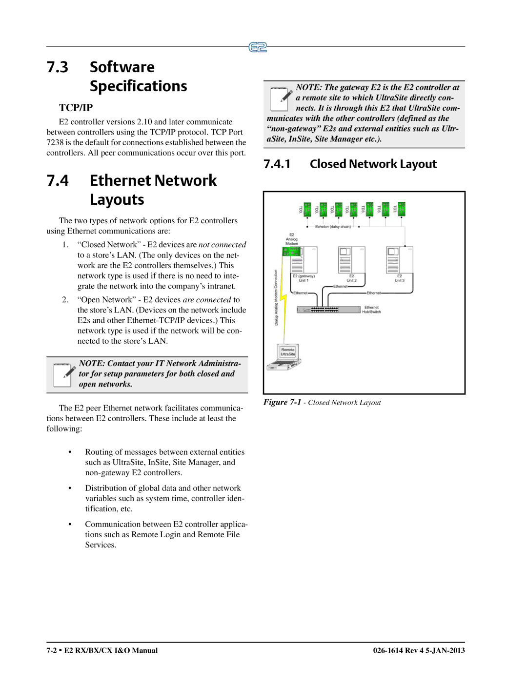 Emerson E2 operation manual Ethernet Network Layouts, Closed Network Layout 