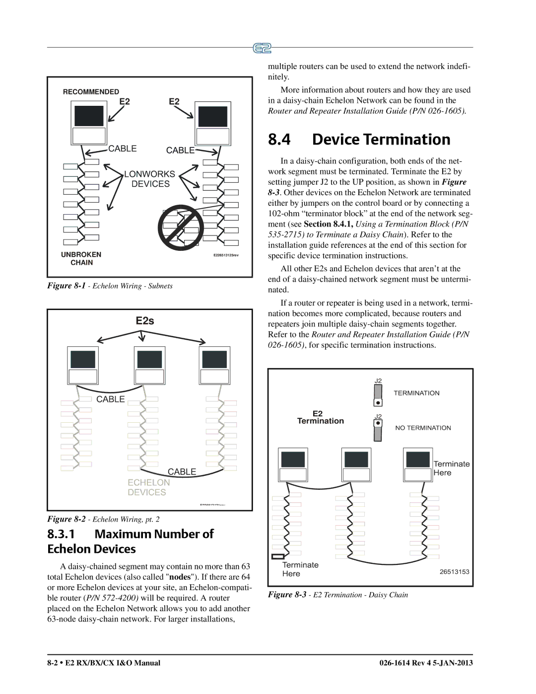 Emerson E2 operation manual Device Termination, Maximum Number of Echelon Devices 