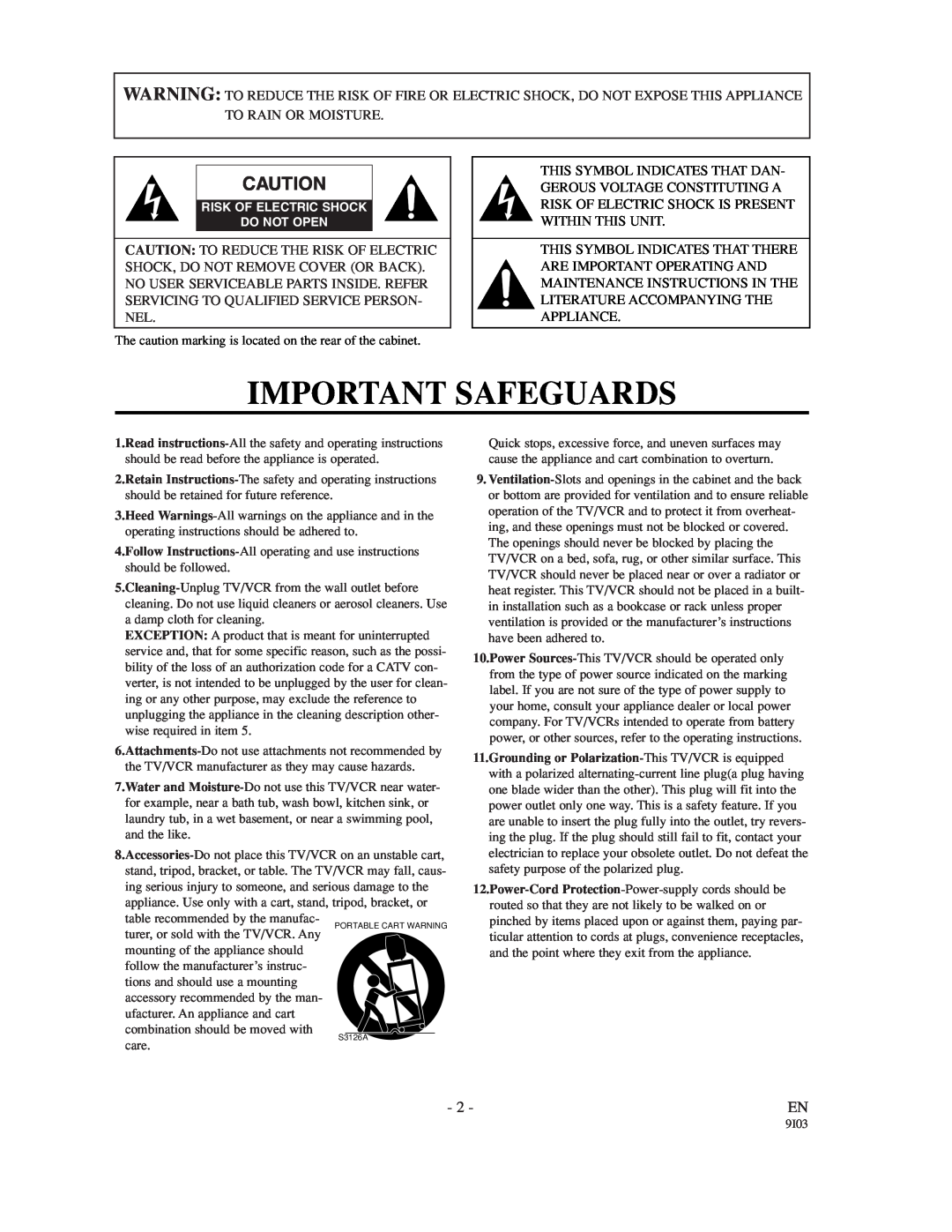 Emerson EC1320C owner manual Important Safeguards 