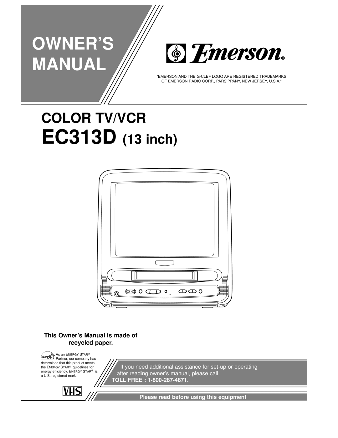 Emerson EC313D owner manual OWNER’S Manual 