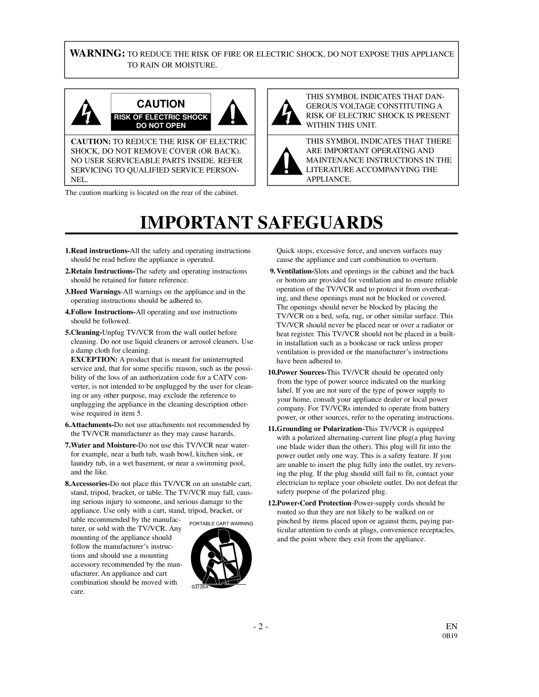 Emerson EC313D owner manual Important Safeguards 