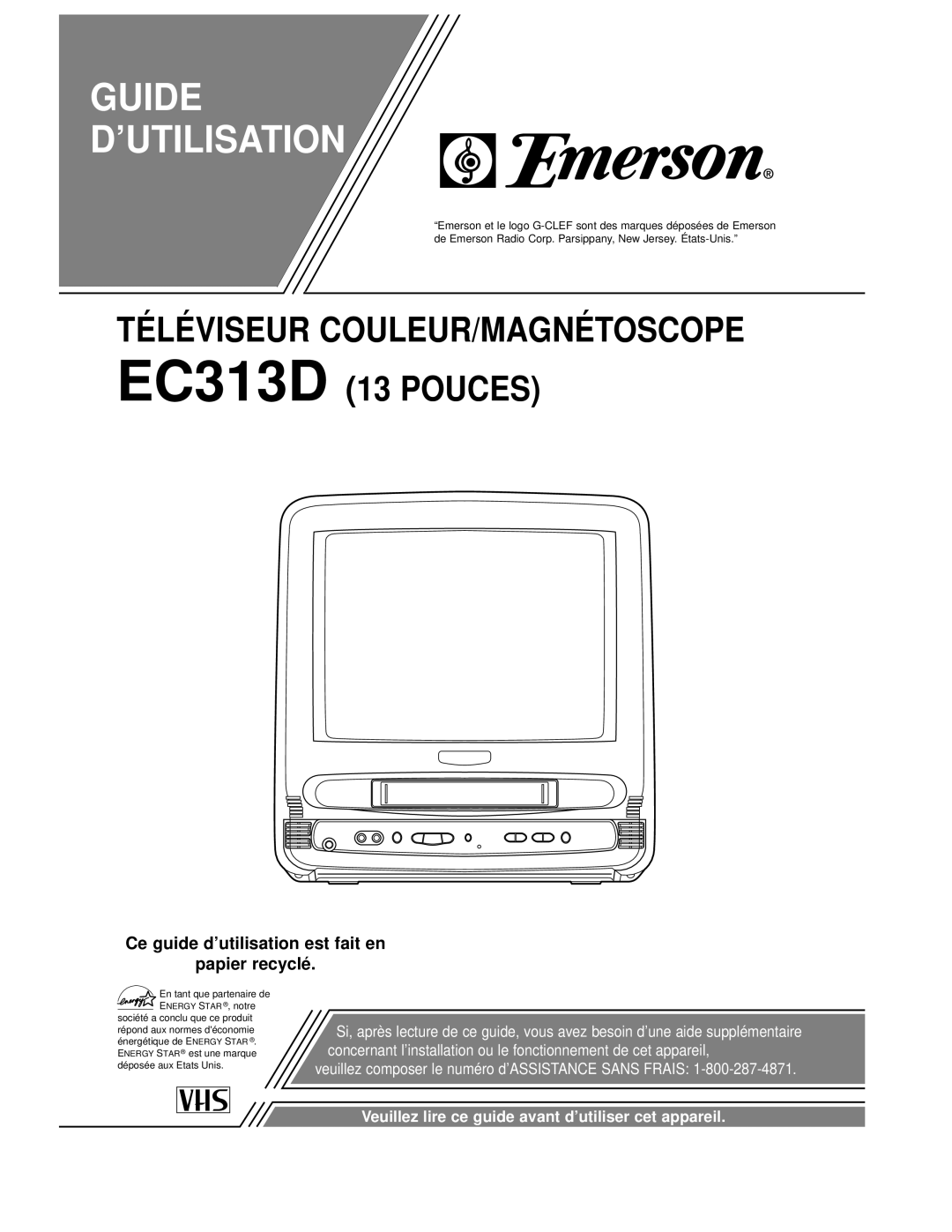 Emerson EC313D owner manual Guide ’UTILISATION 