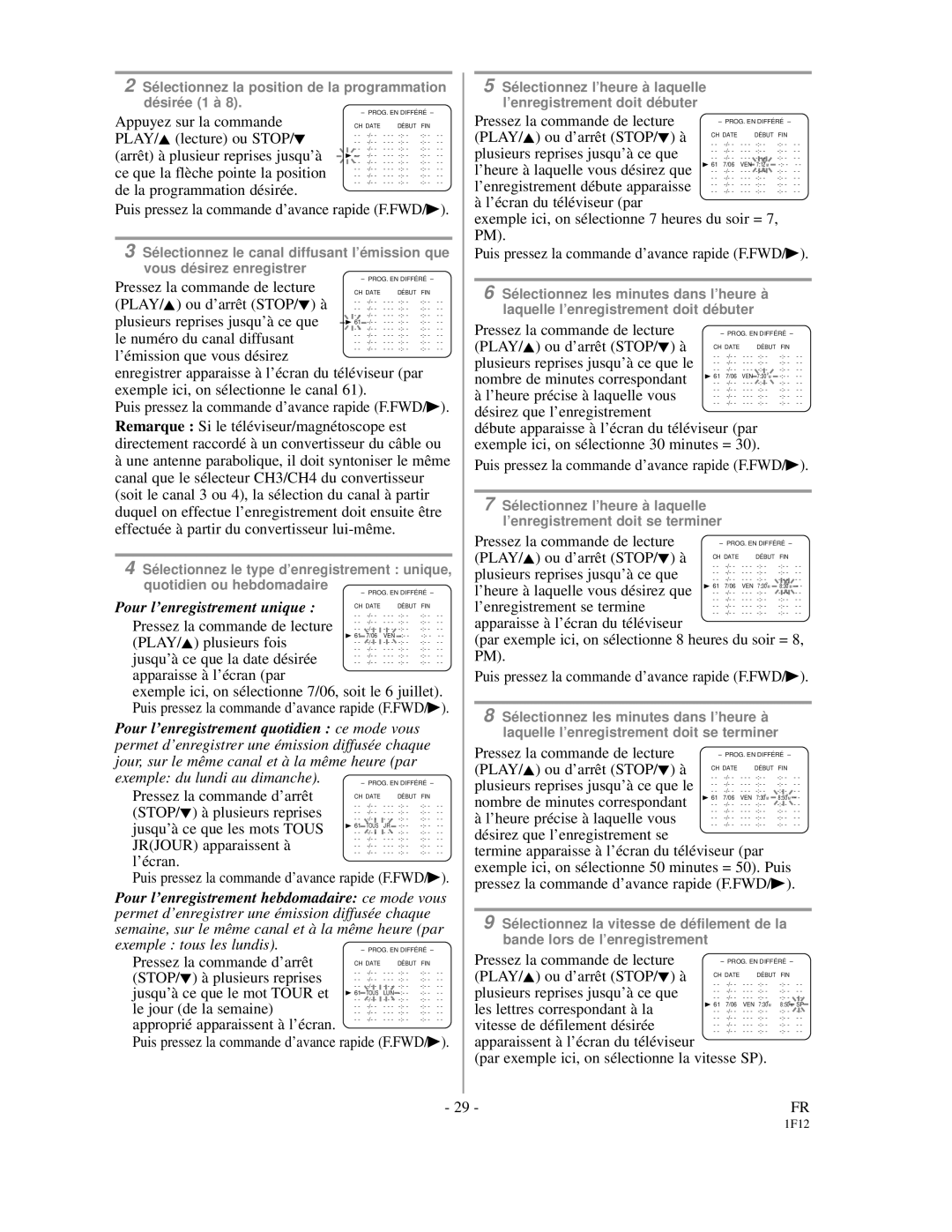 Emerson EC313D owner manual Appuyez sur la commande 