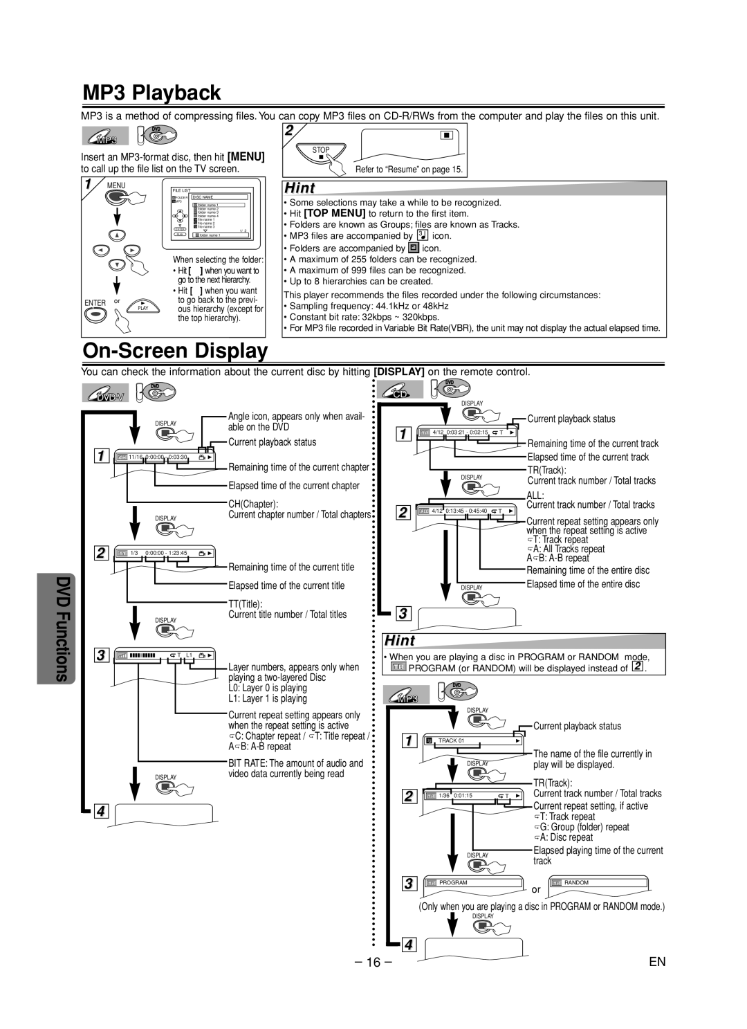 Emerson EDVC860F To call up the file list on the TV screen, Angle icon, appears only when avail, Able on the DVD, TRTrack 