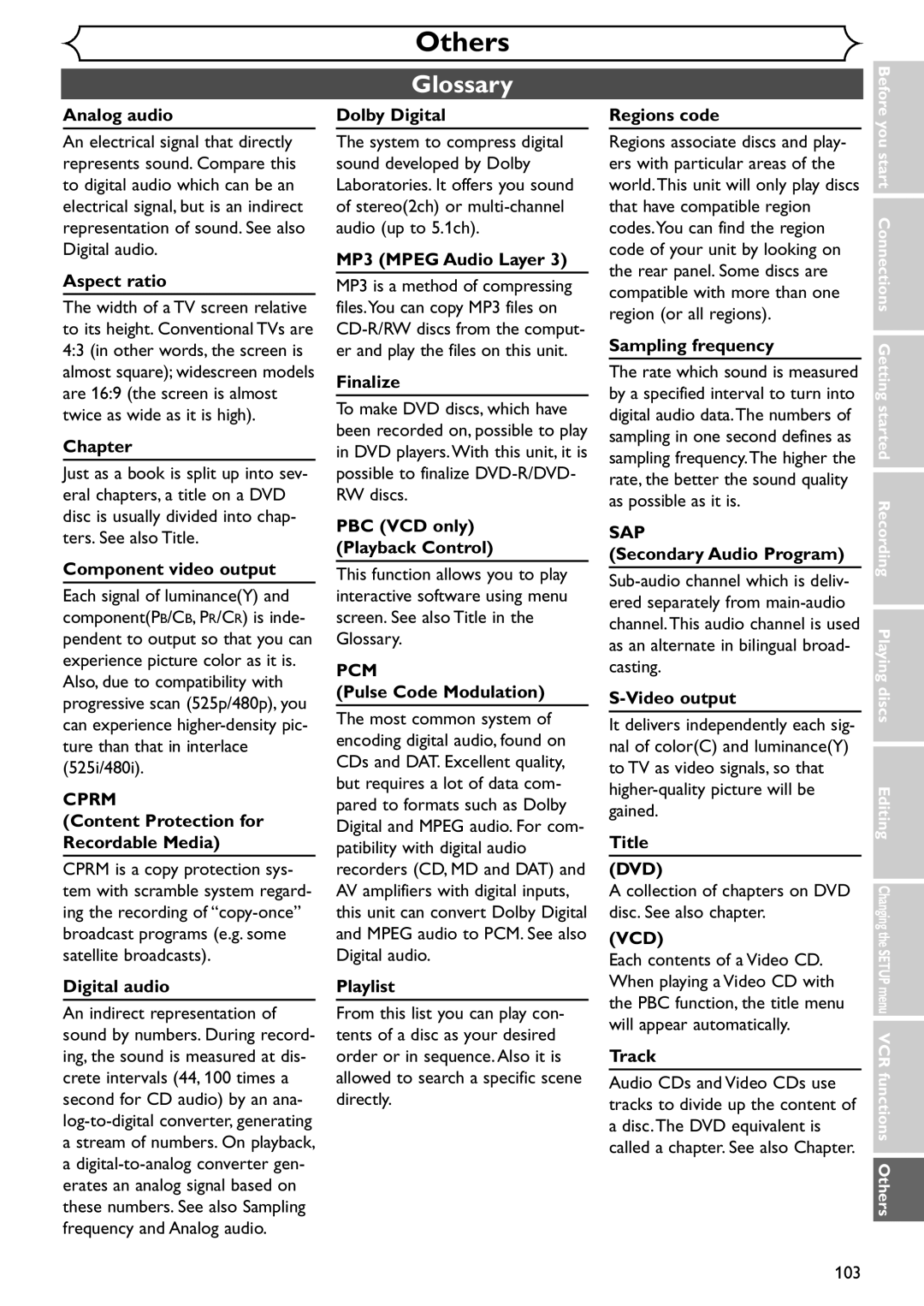 Emerson EDVR95E owner manual Glossary 