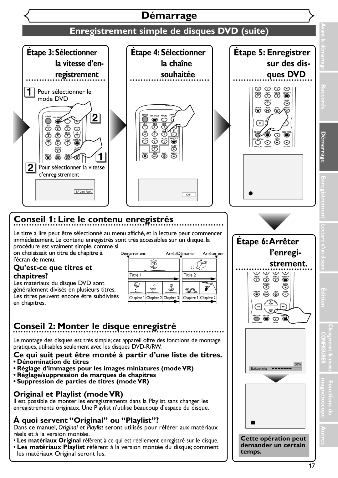 Emerson EDVR95E owner manual Enregistrement simple de disques DVD suite 