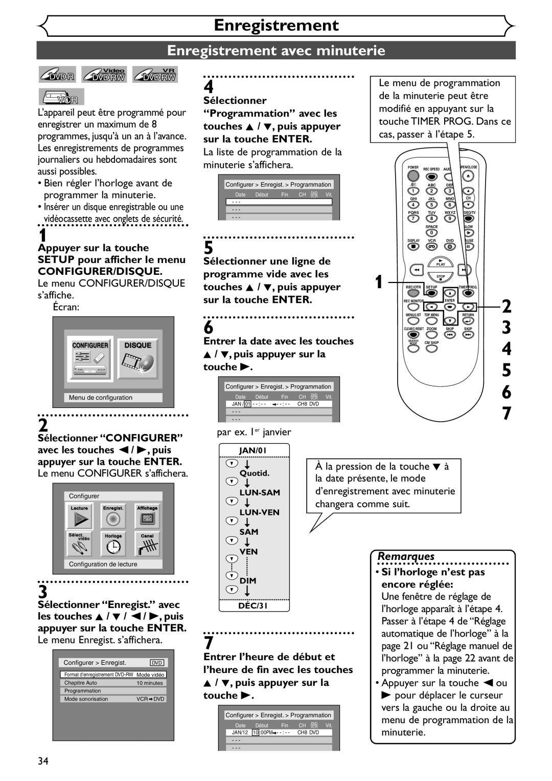 Emerson EDVR95E owner manual Enregistrement avec minuterie 