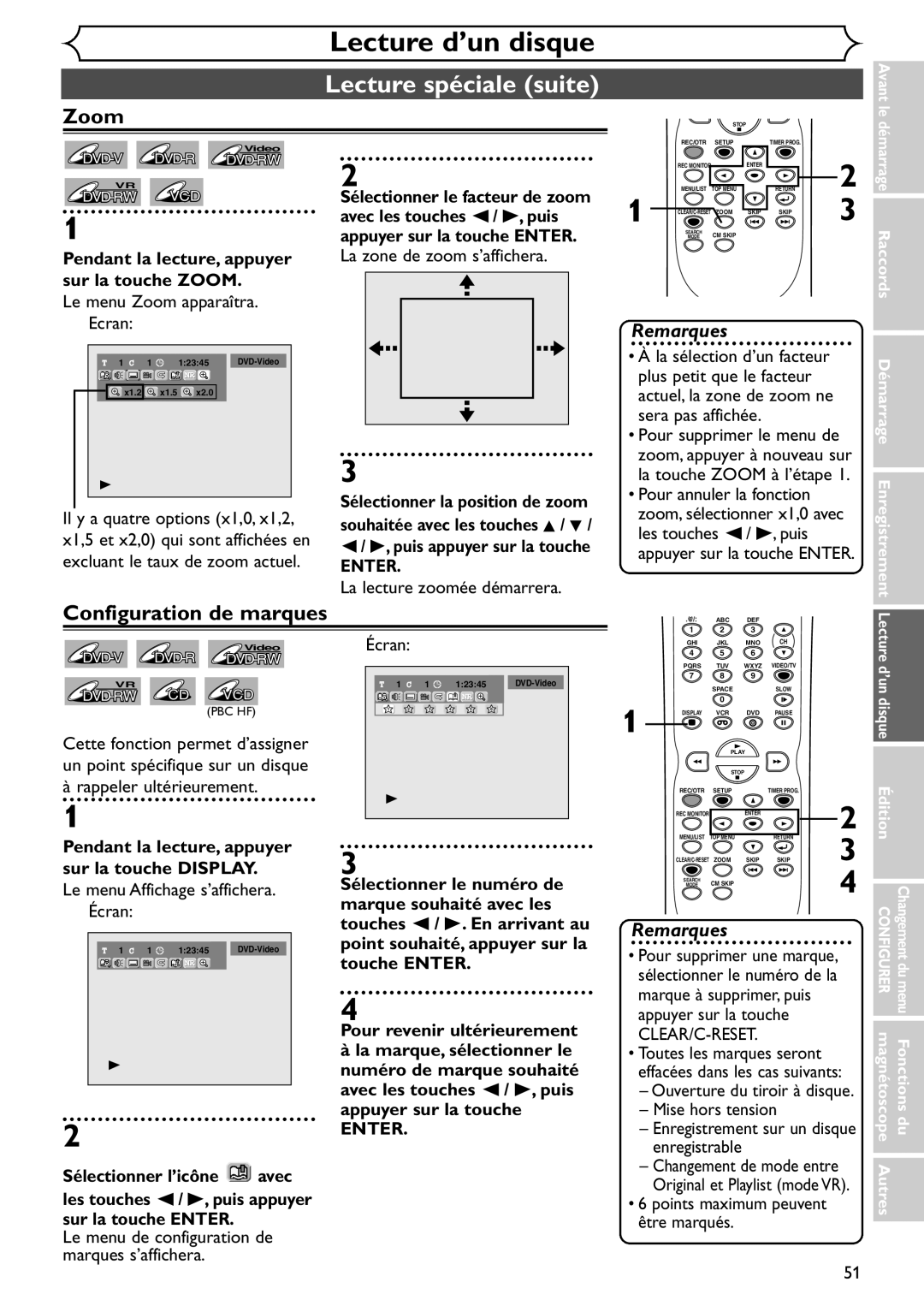 Emerson EDVR95E owner manual Configuration de marques 