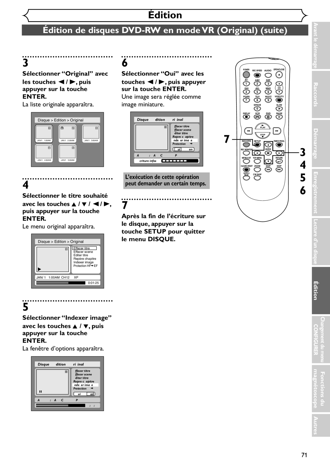 Emerson EDVR95E owner manual ’exécution de cette opération 