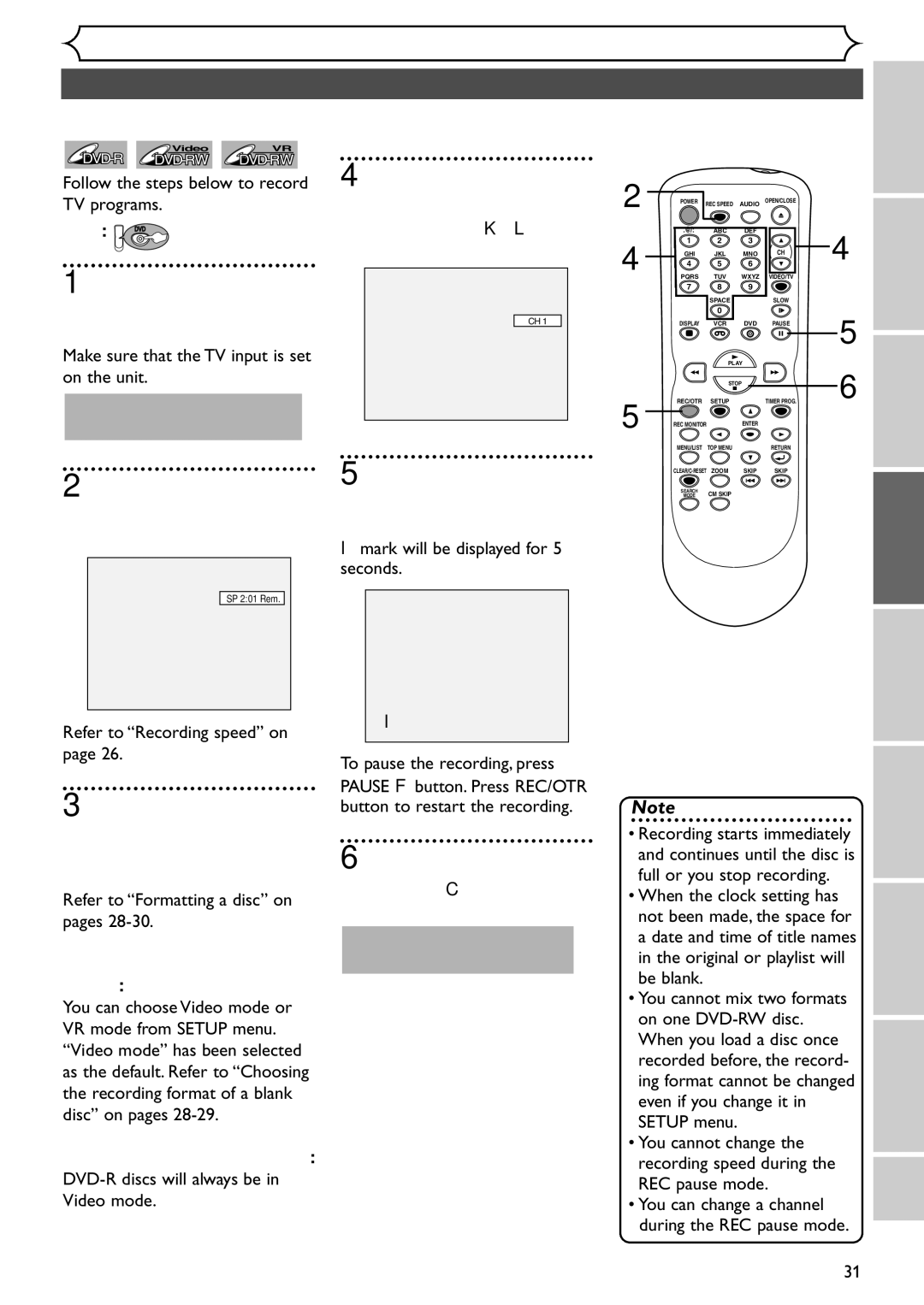 Emerson EDVR95E owner manual Basic recording 