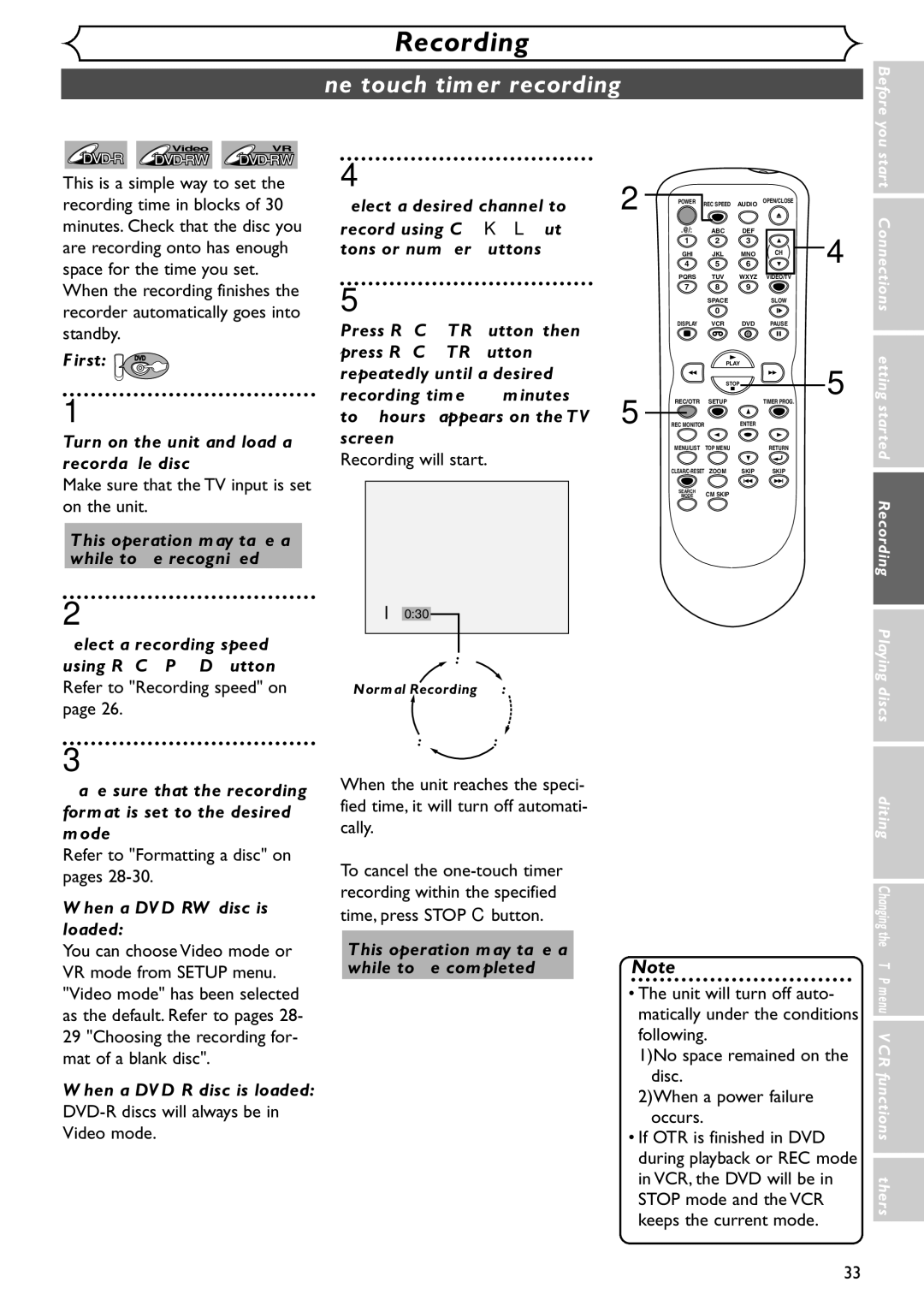 Emerson EDVR95E owner manual One-touch timer recording 